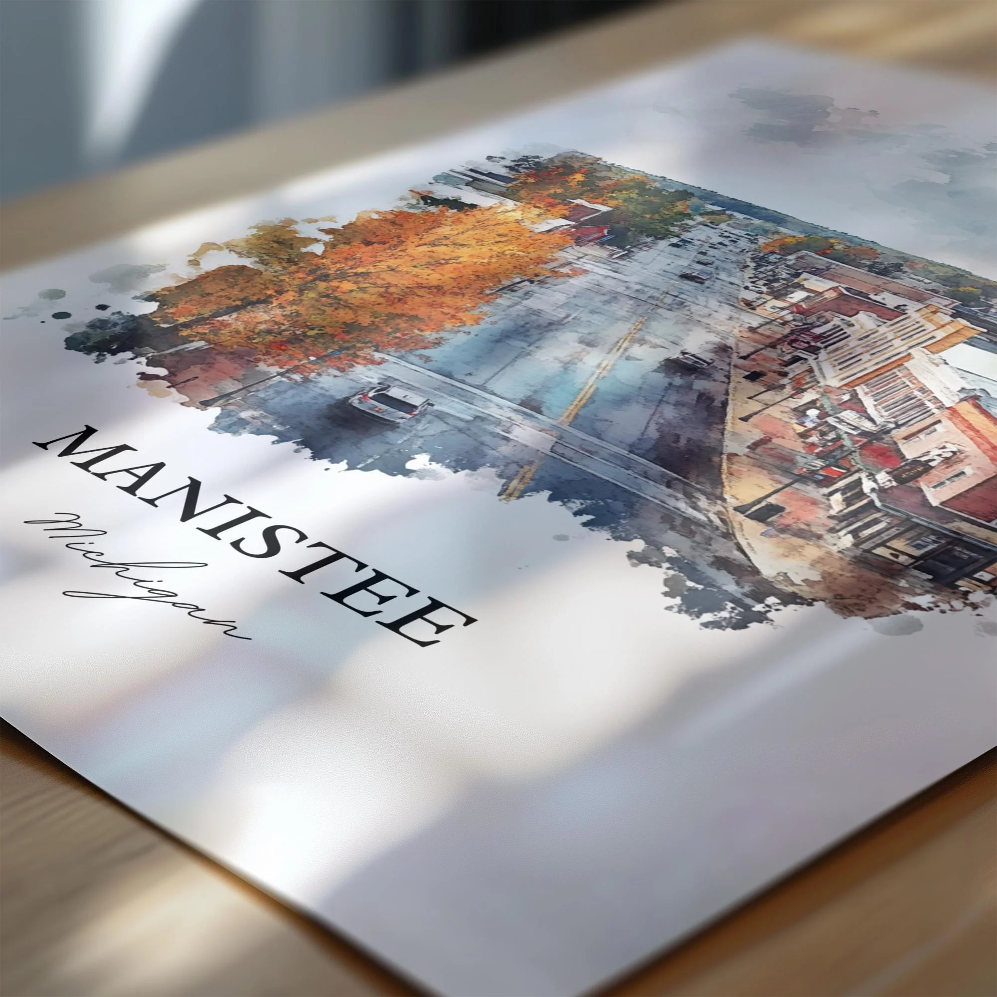 Manistee, Michigan, USA – Watercolor Art Print - Image 2