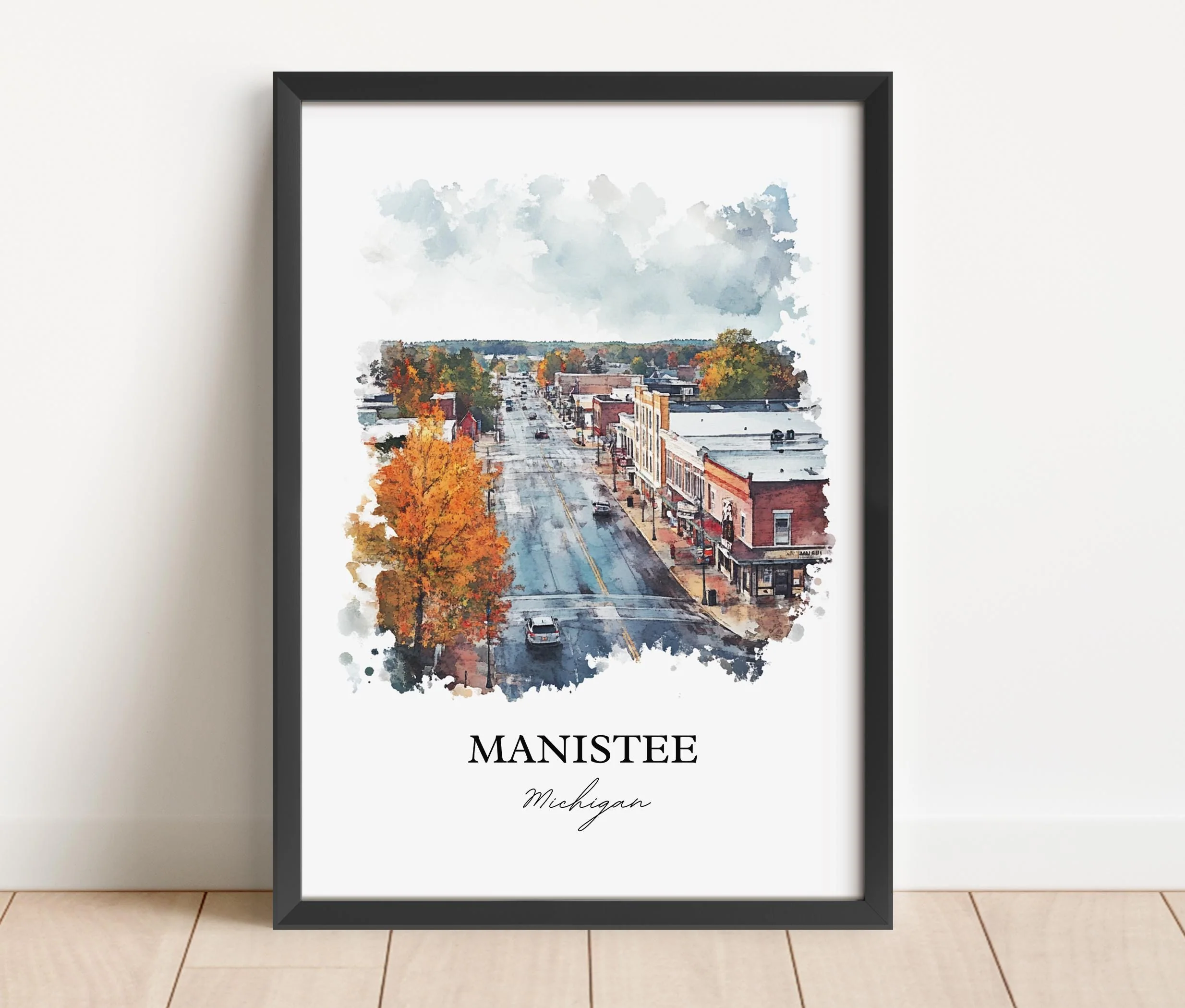 Manistee, Michigan, USA – Watercolor Art Print - Image 3