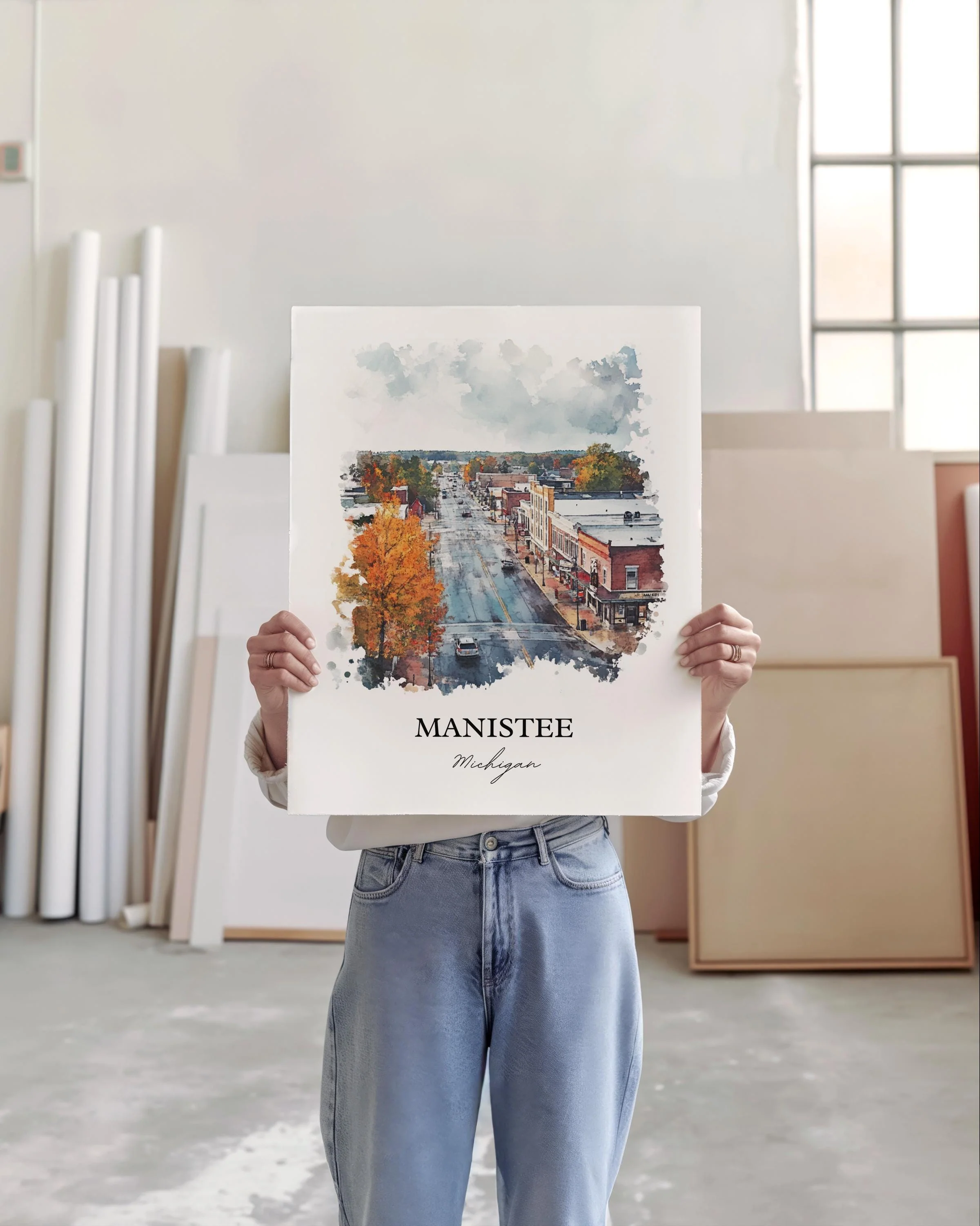 Manistee, Michigan, USA – Watercolor Art Print - Image 4