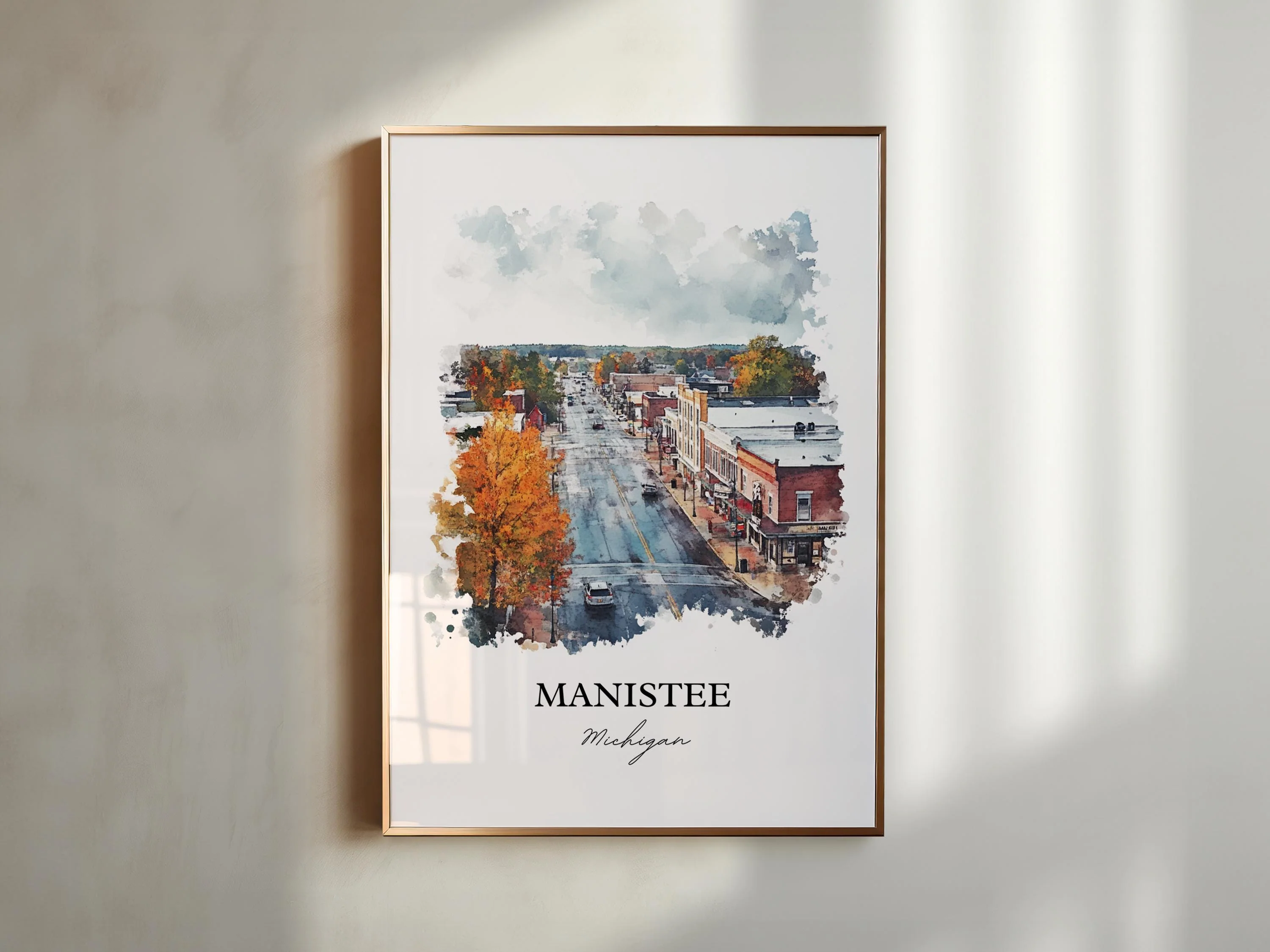 Manistee, Michigan, USA – Watercolor Art Print - Image 5