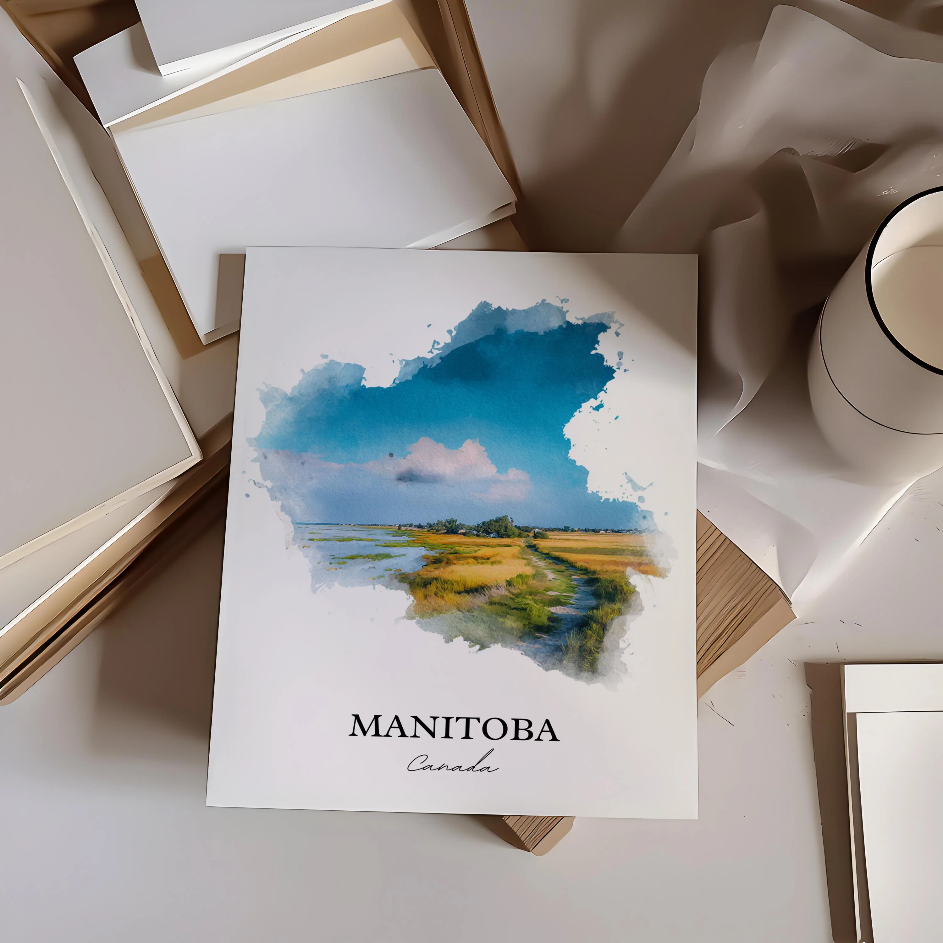 Manitoba, Canada – Watercolor Art Print - Image 4
