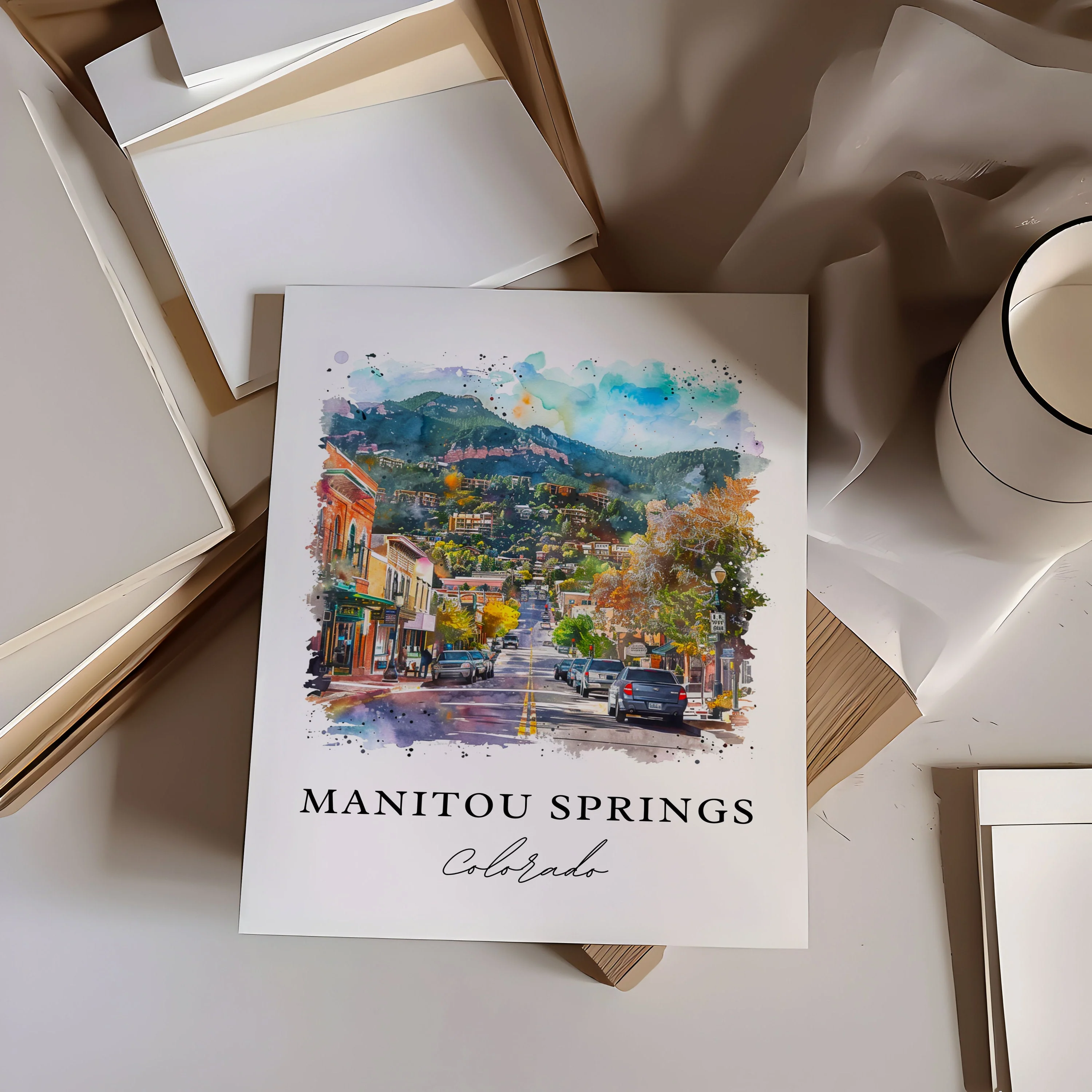 Manitou Springs, USA – Watercolor Art Print Pikes Peak - Image 3