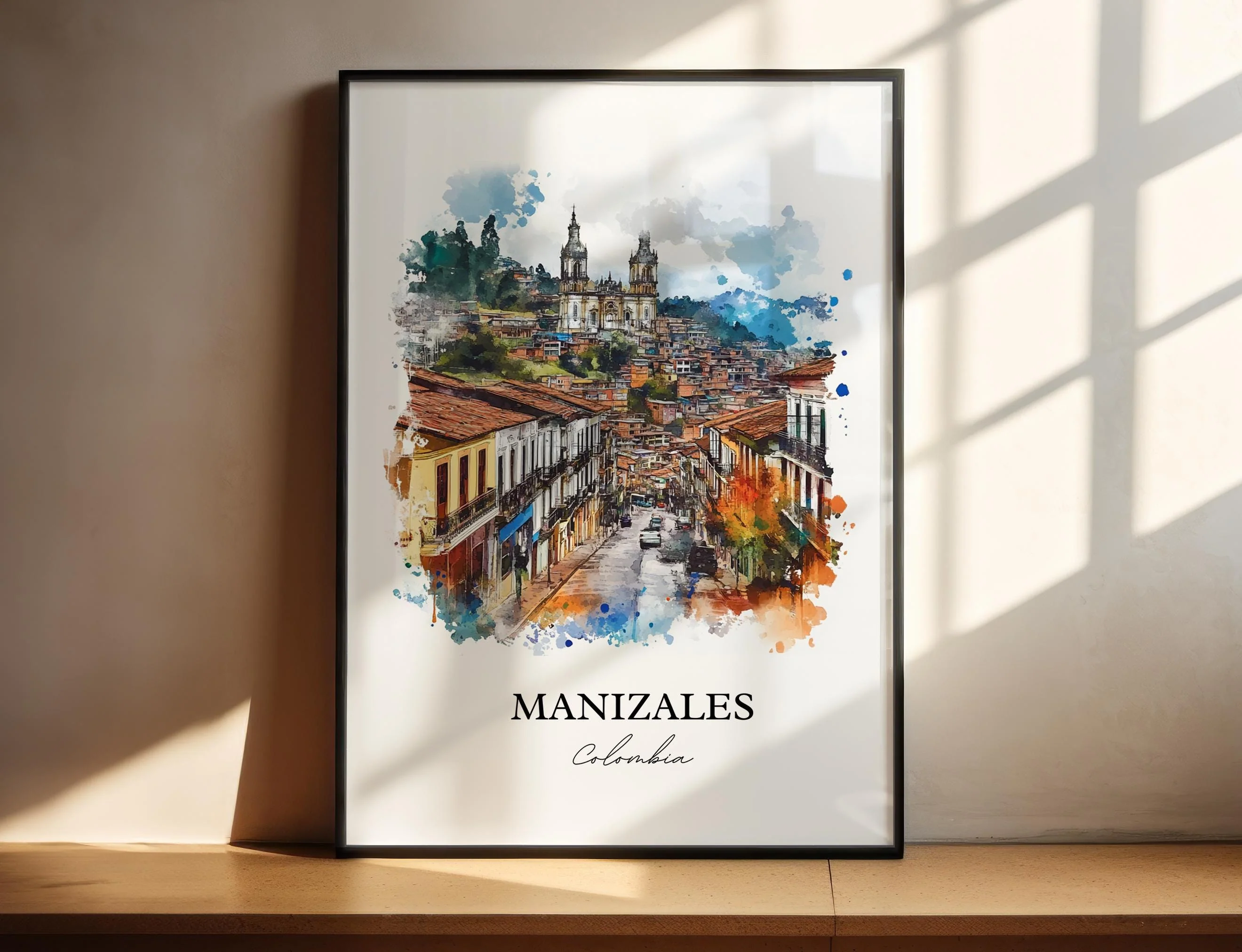 Manizales, Colombia – Watercolor Art Print