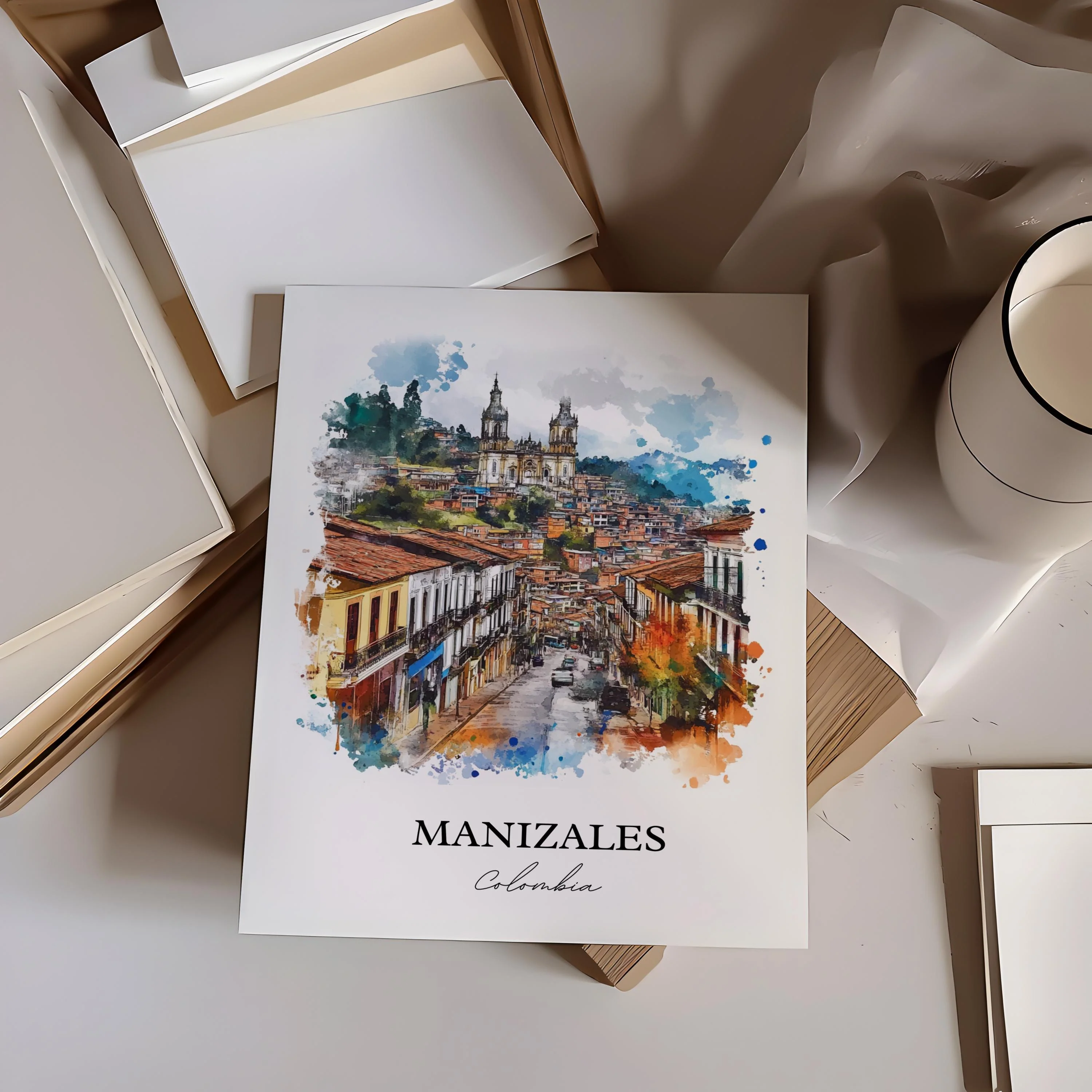 Manizales, Colombia – Watercolor Art Print - Image 3