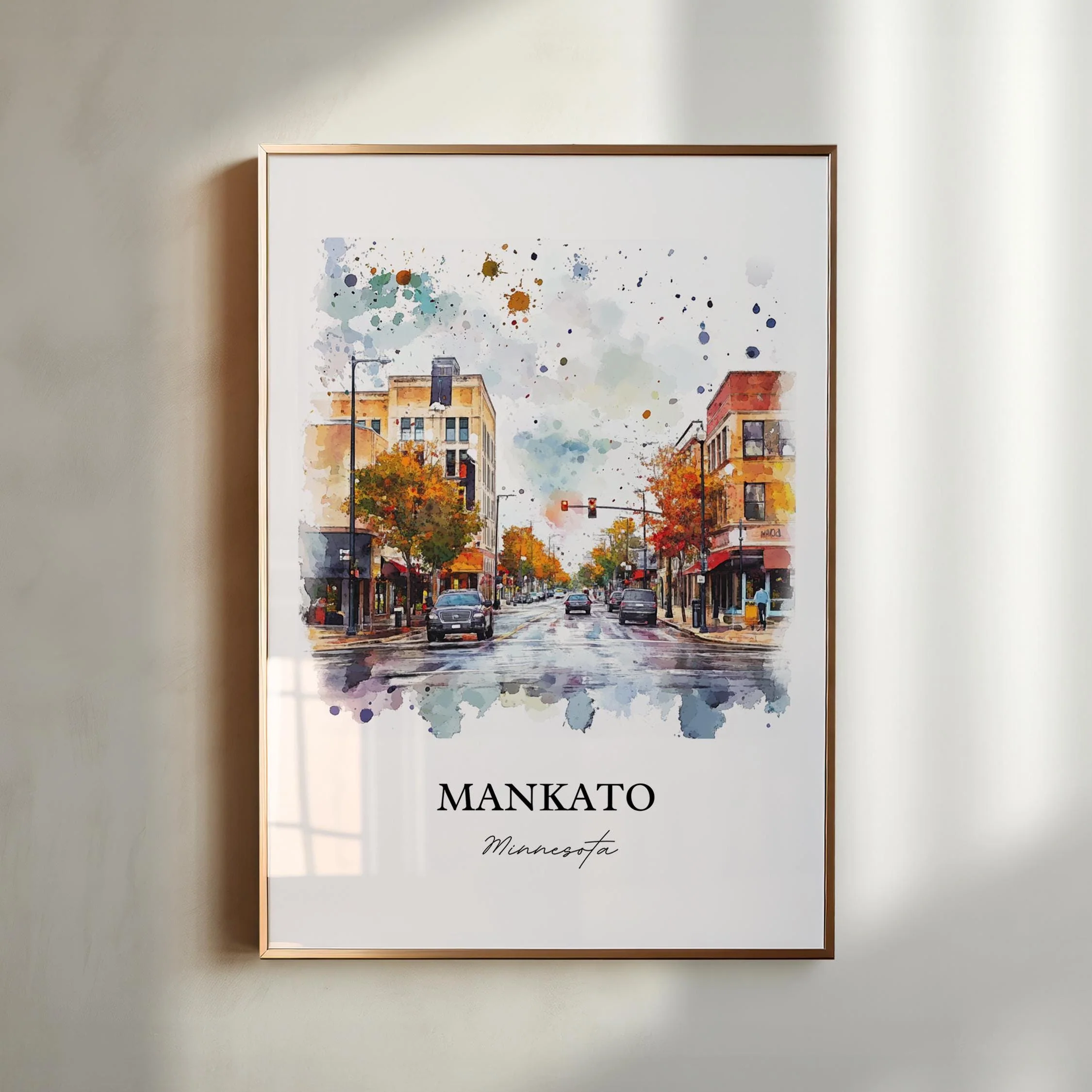 Mankato, MN, USA – Watercolor Art Print