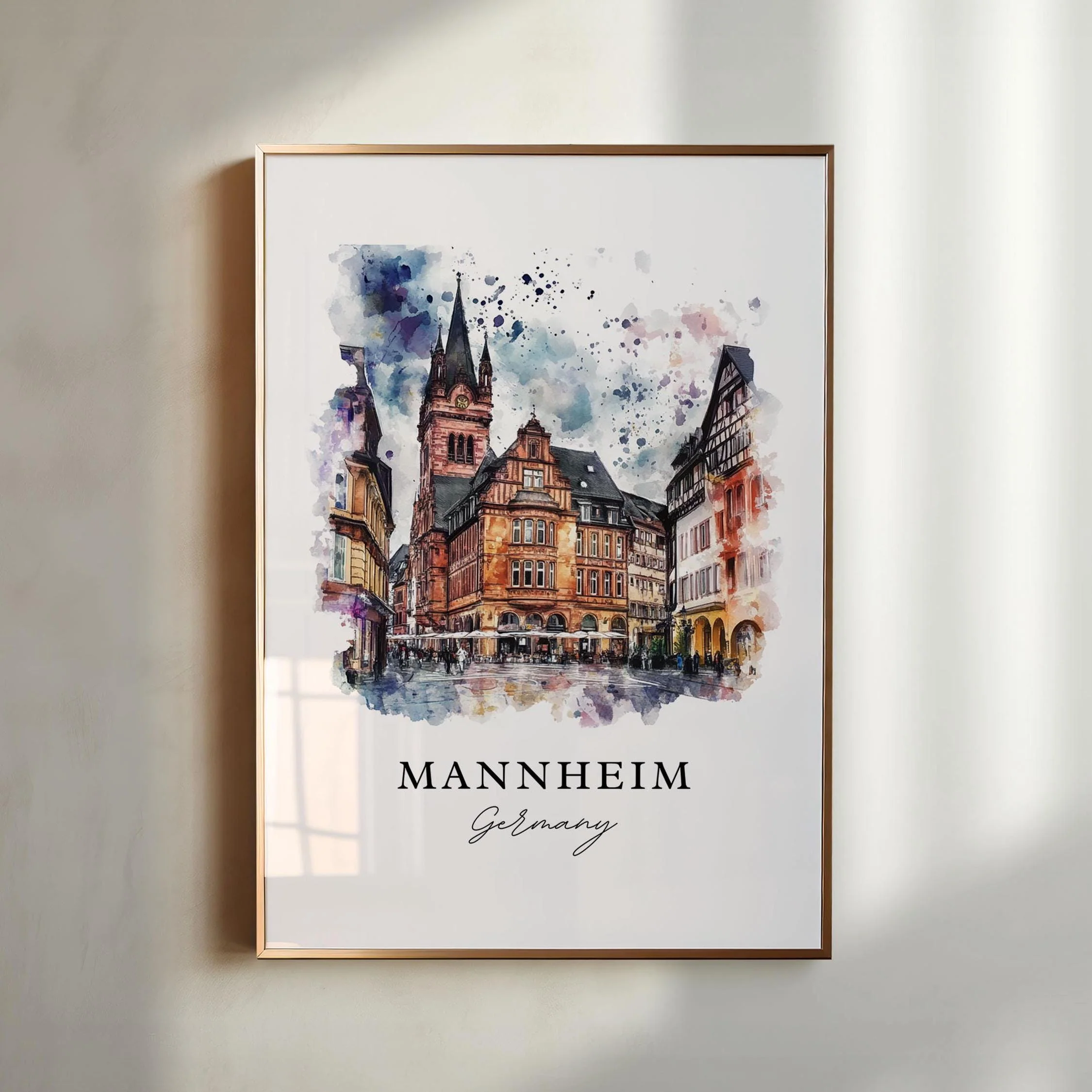 Mannheim, Germany – Watercolor Art Print and Karlsruhe Watercolor Art Print