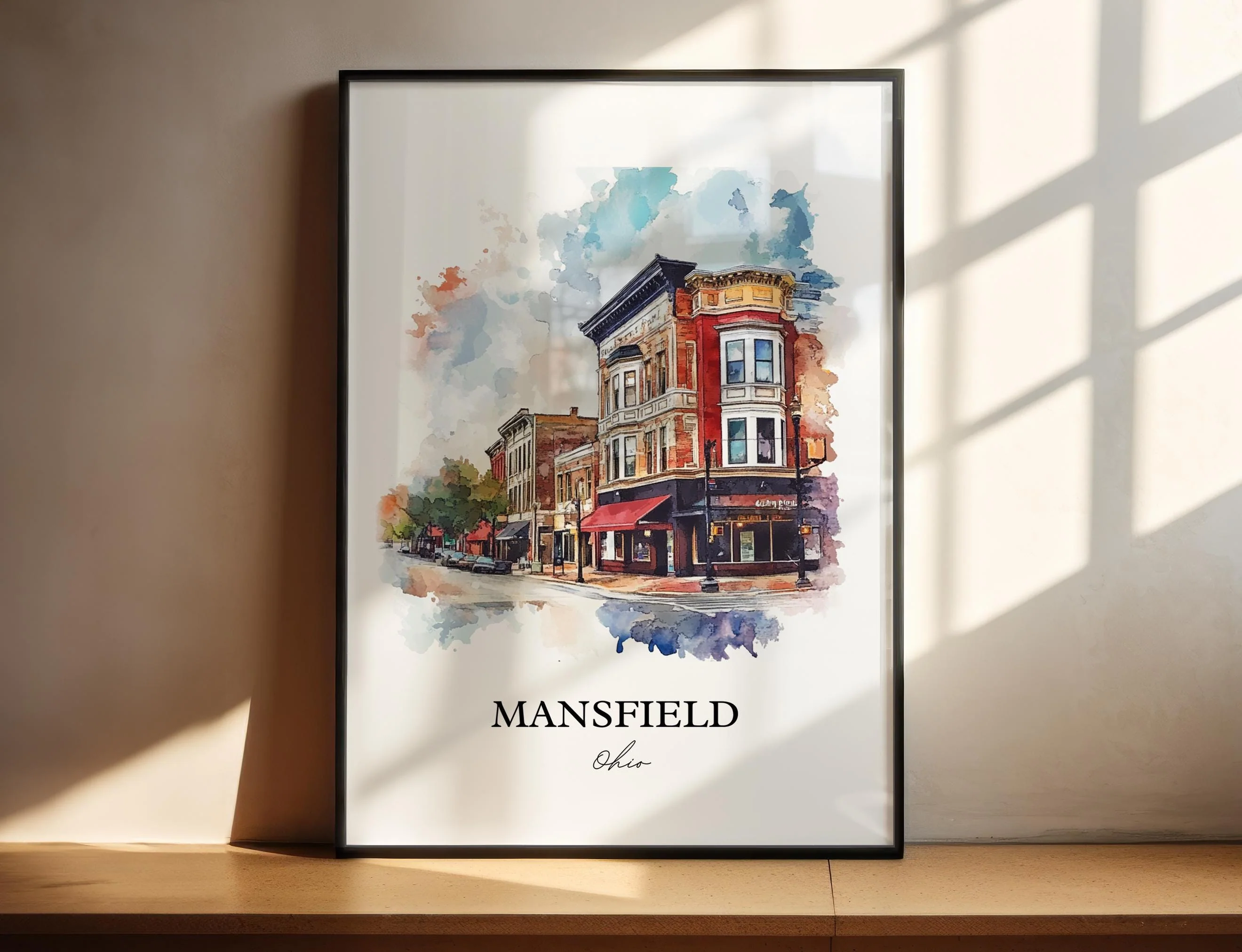Mansfield, Ohio, USA – Watercolor Art Print