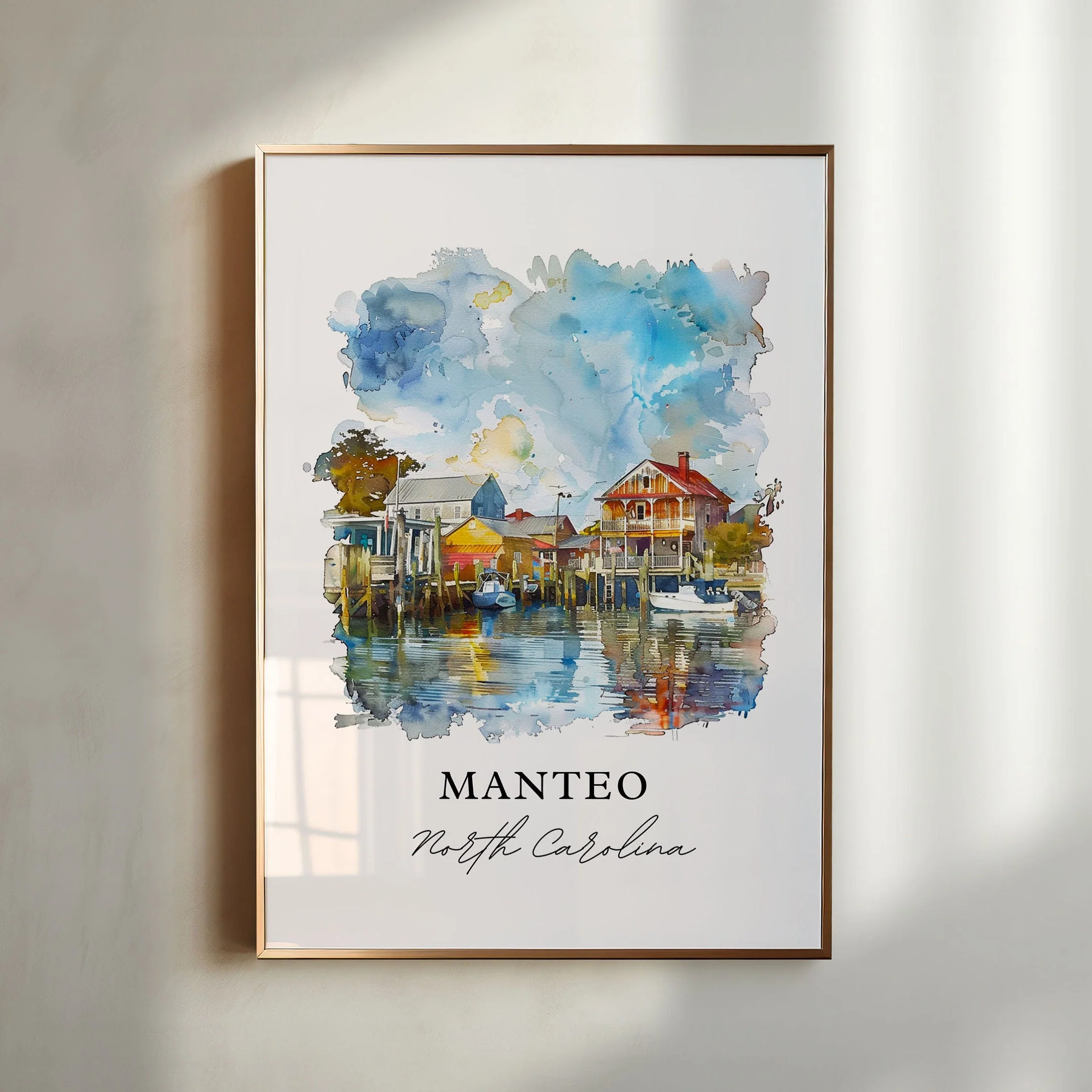 Manteo, North Carolina Watercolor Art Print