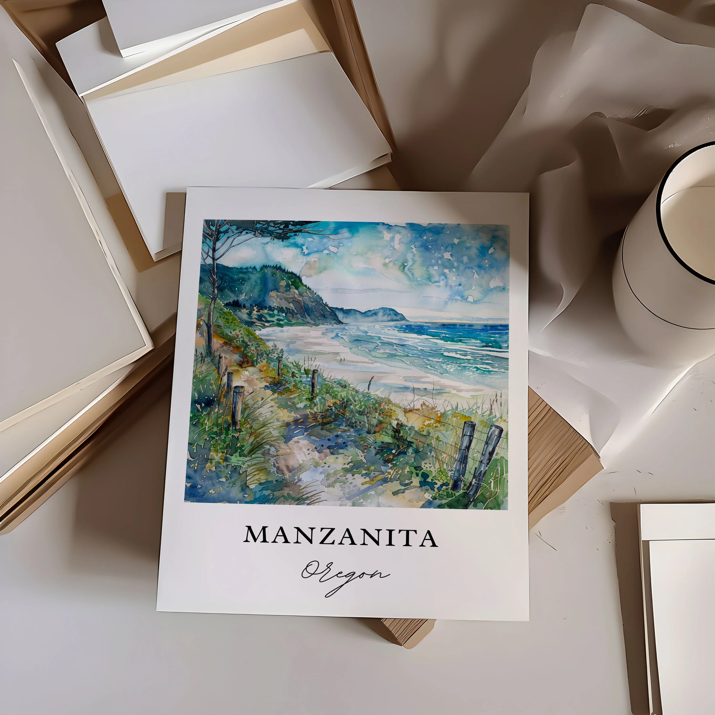Manzanita, Oregon - Watercolor Art Print - Image 3