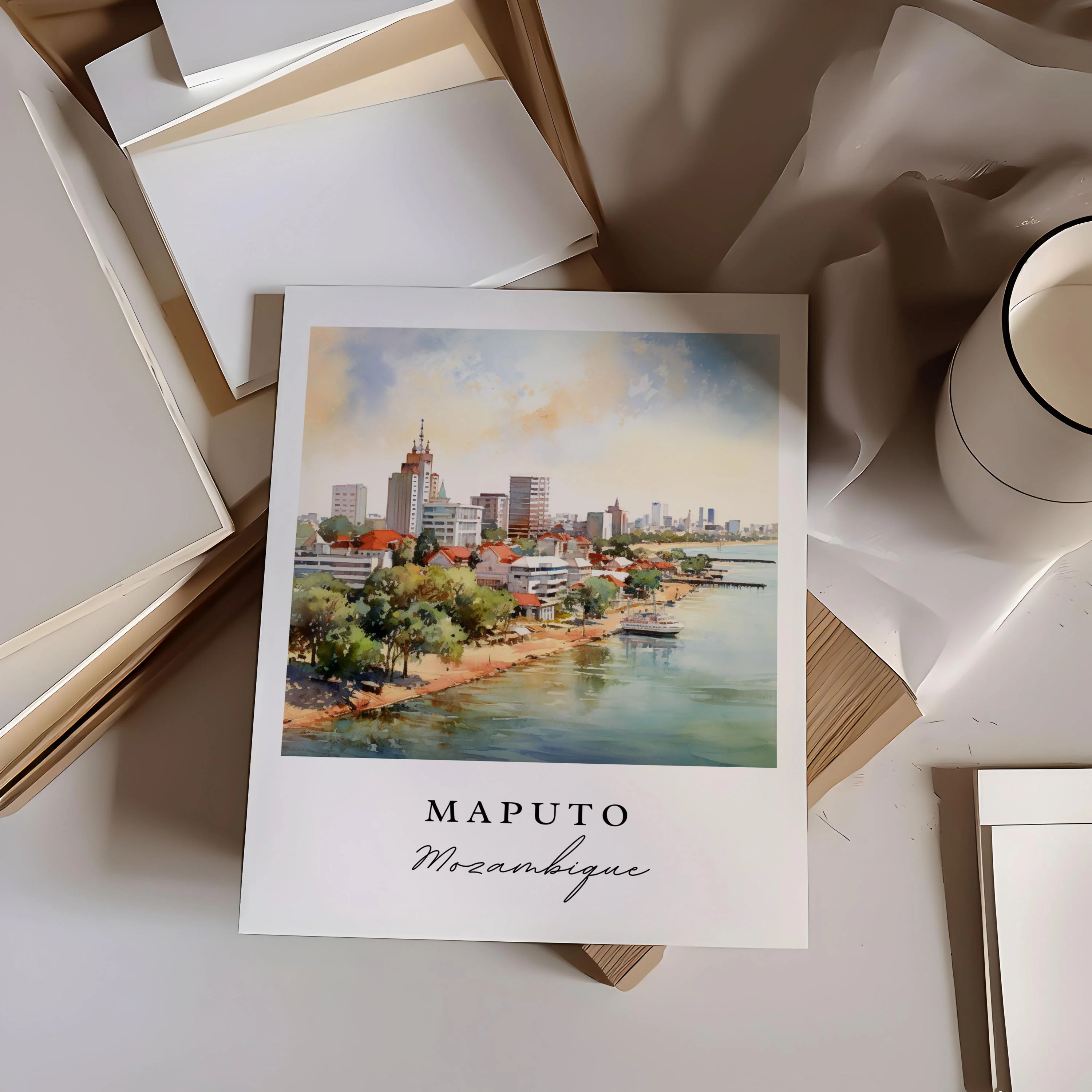Maputo, Mozambique – Watercolor Art Print - Image 2