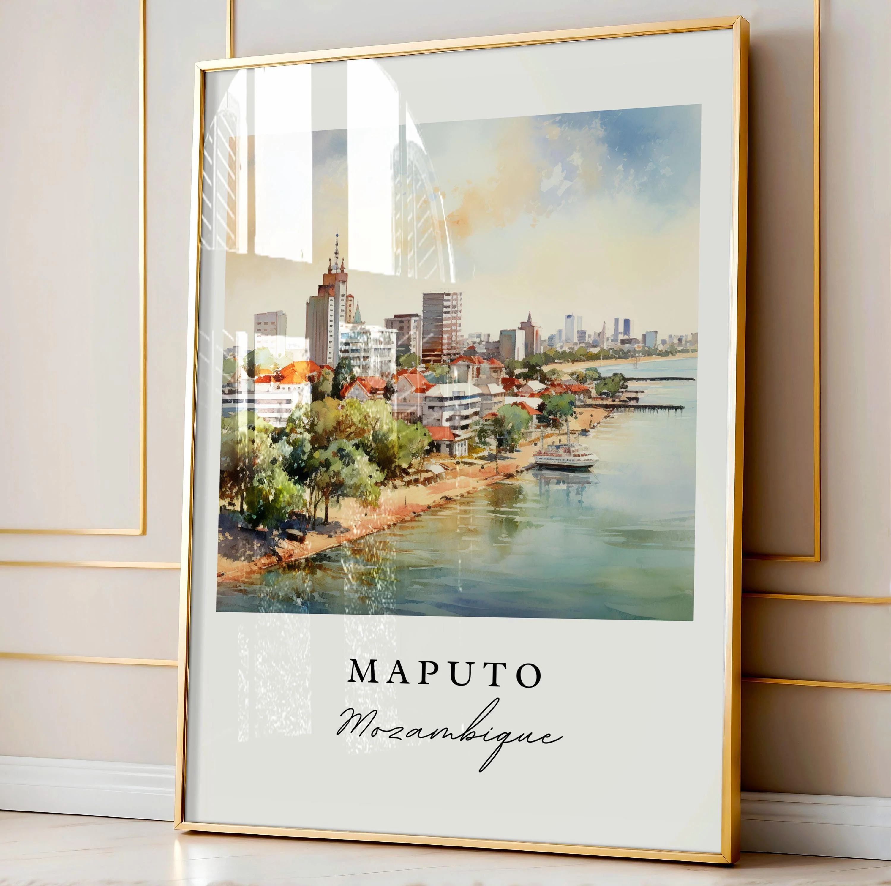 Maputo, Mozambique – Watercolor Art Print - Image 4