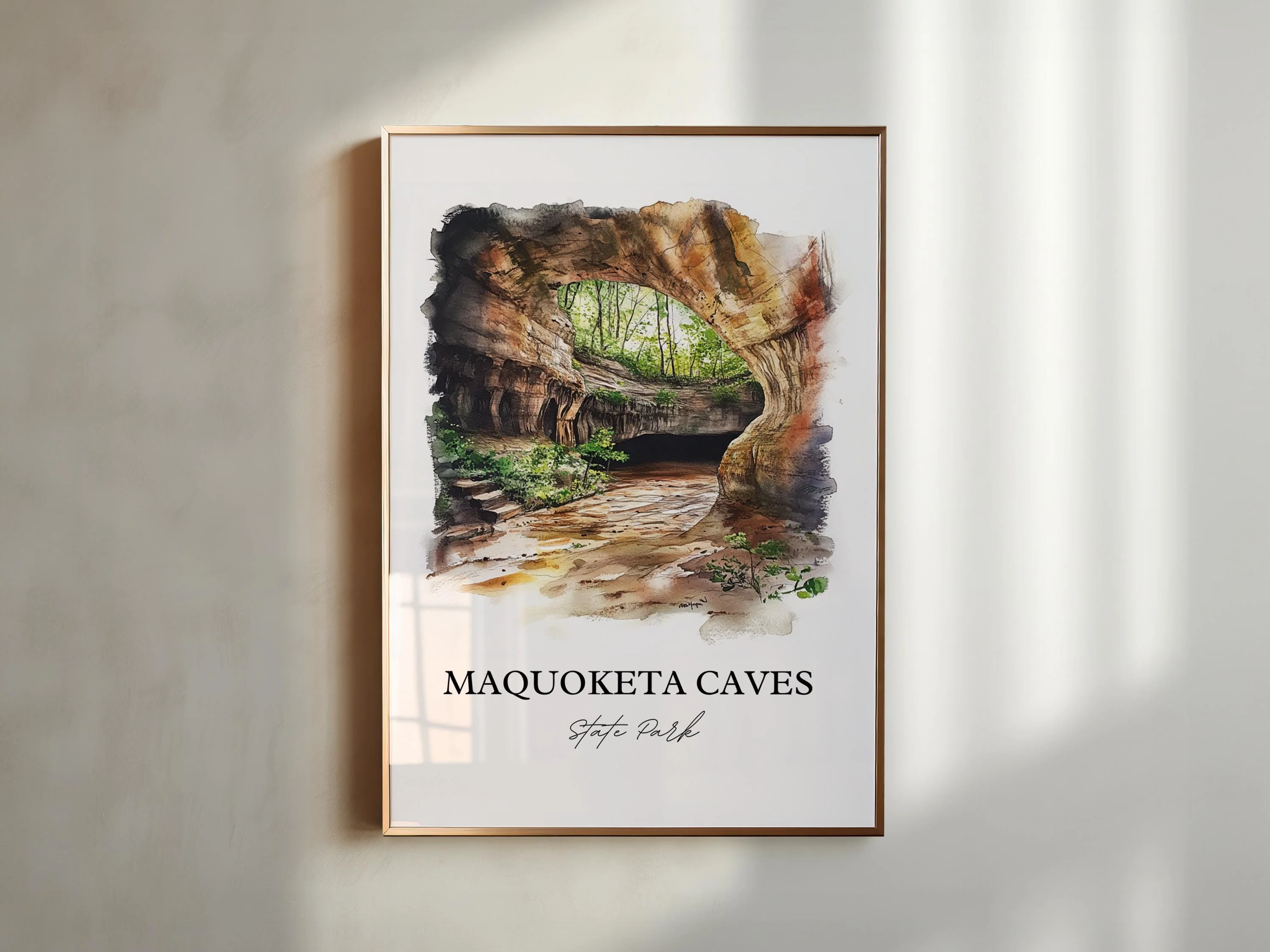 Maquoketa Caves, Iowa – Watercolor Art Print - Image 3