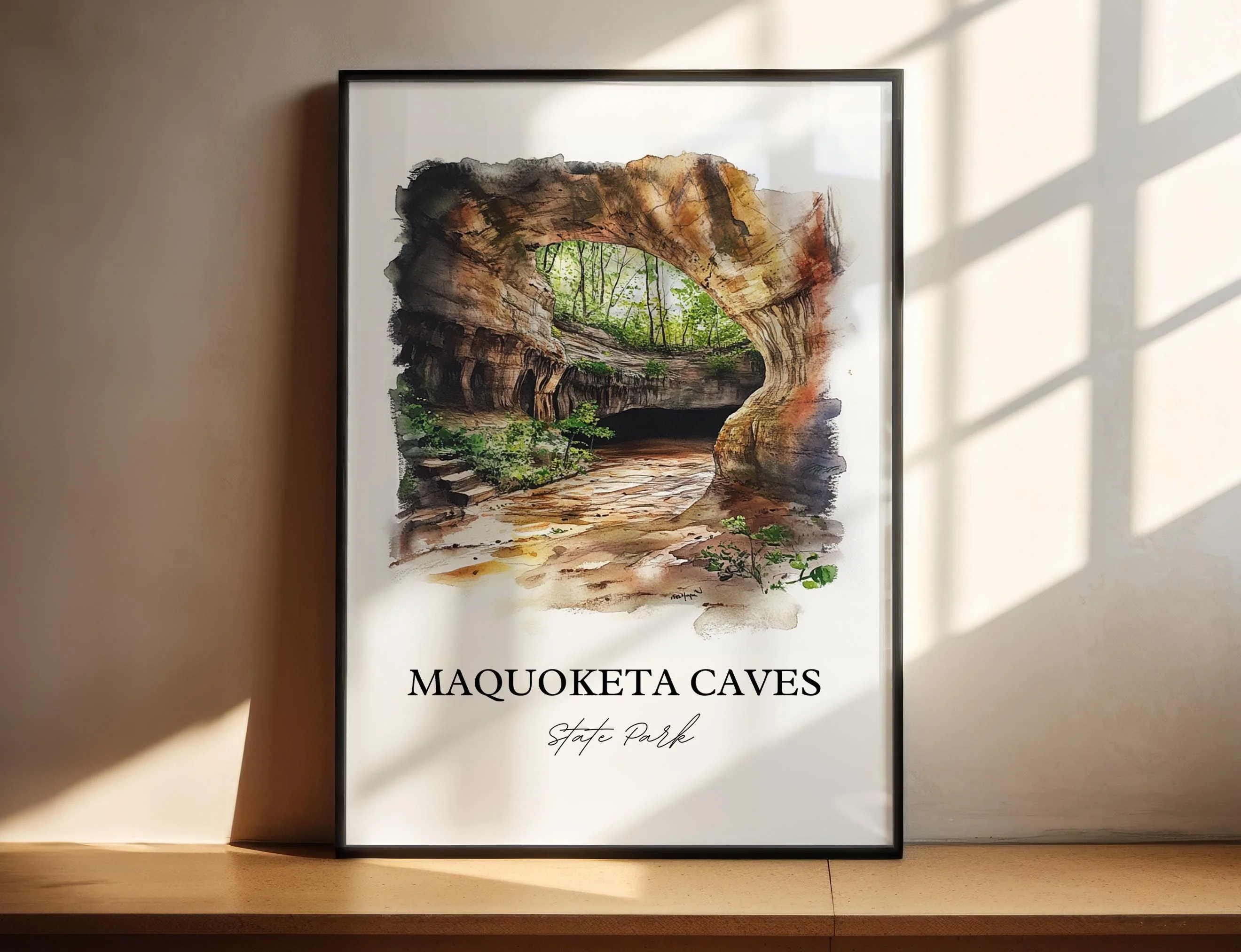 Maquoketa Caves, Iowa – Watercolor Art Print - Image 4