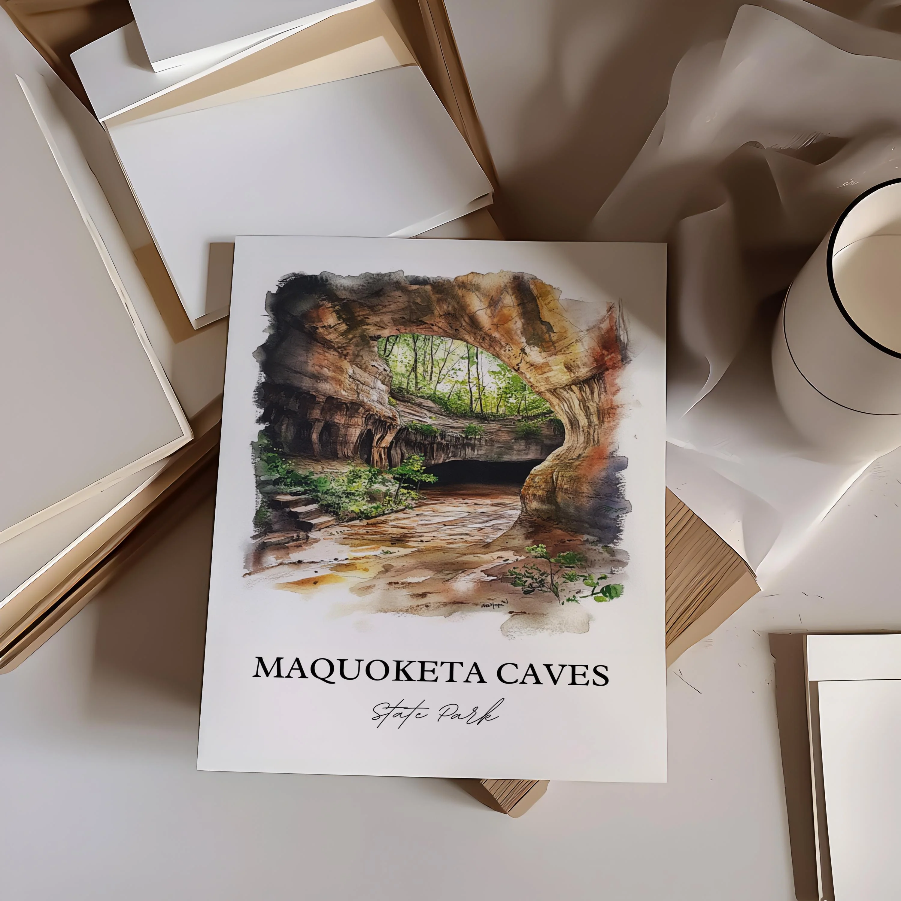 Maquoketa Caves, Iowa – Watercolor Art Print - Image 5