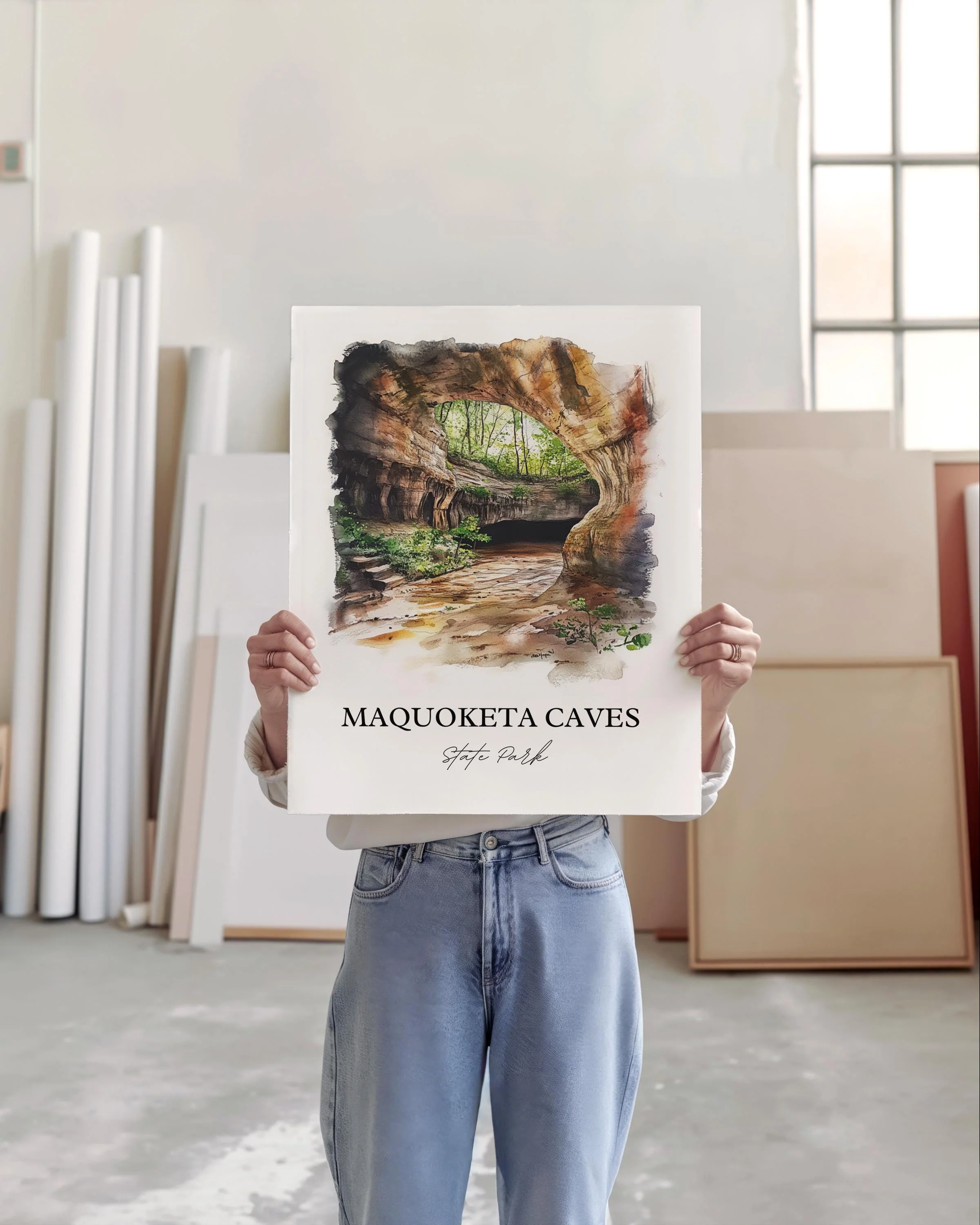 Maquoketa Caves, Iowa – Watercolor Art Print - Image 6