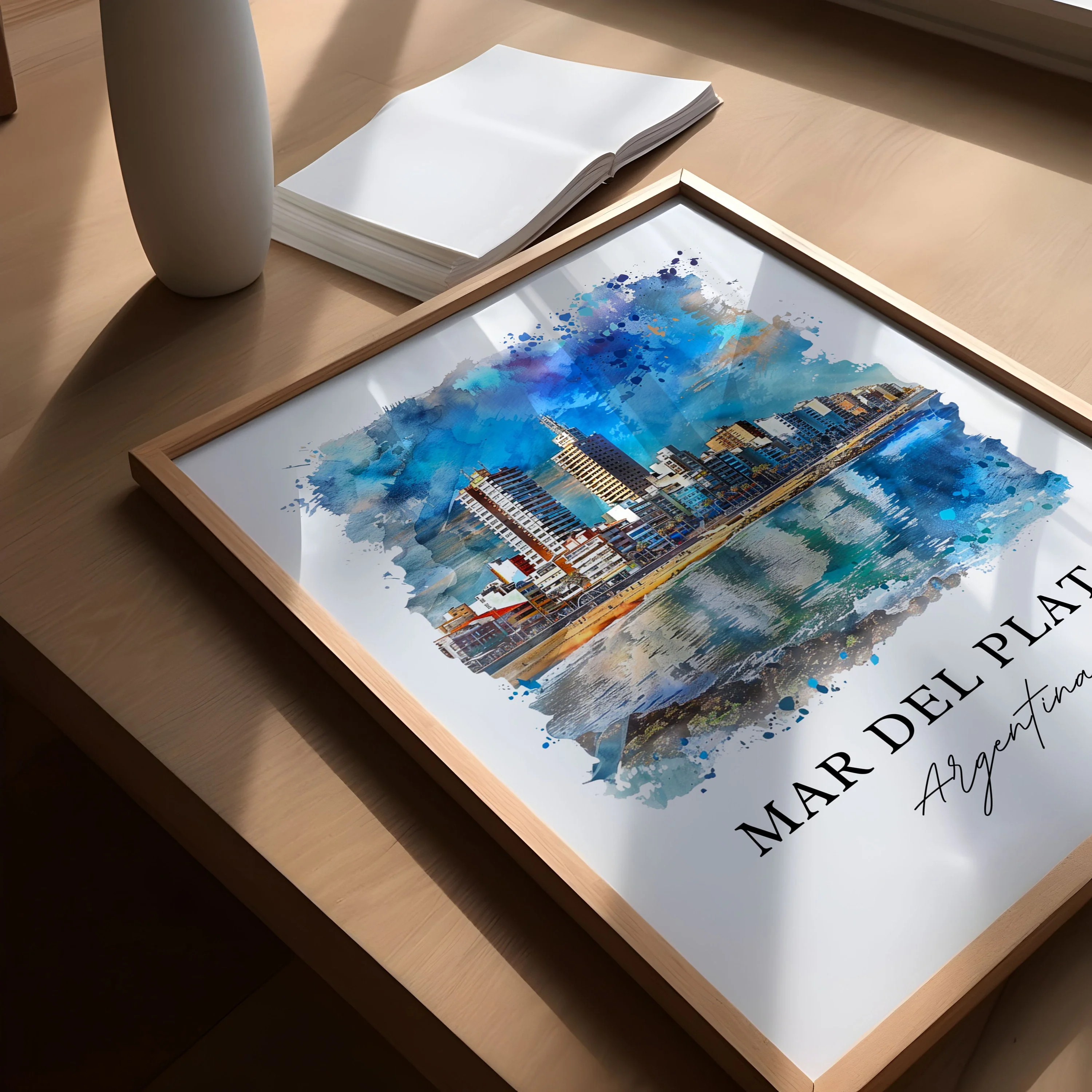 Mar del Plata, Argentina – Punta Mogotes Watercolor Art Print - Image 3