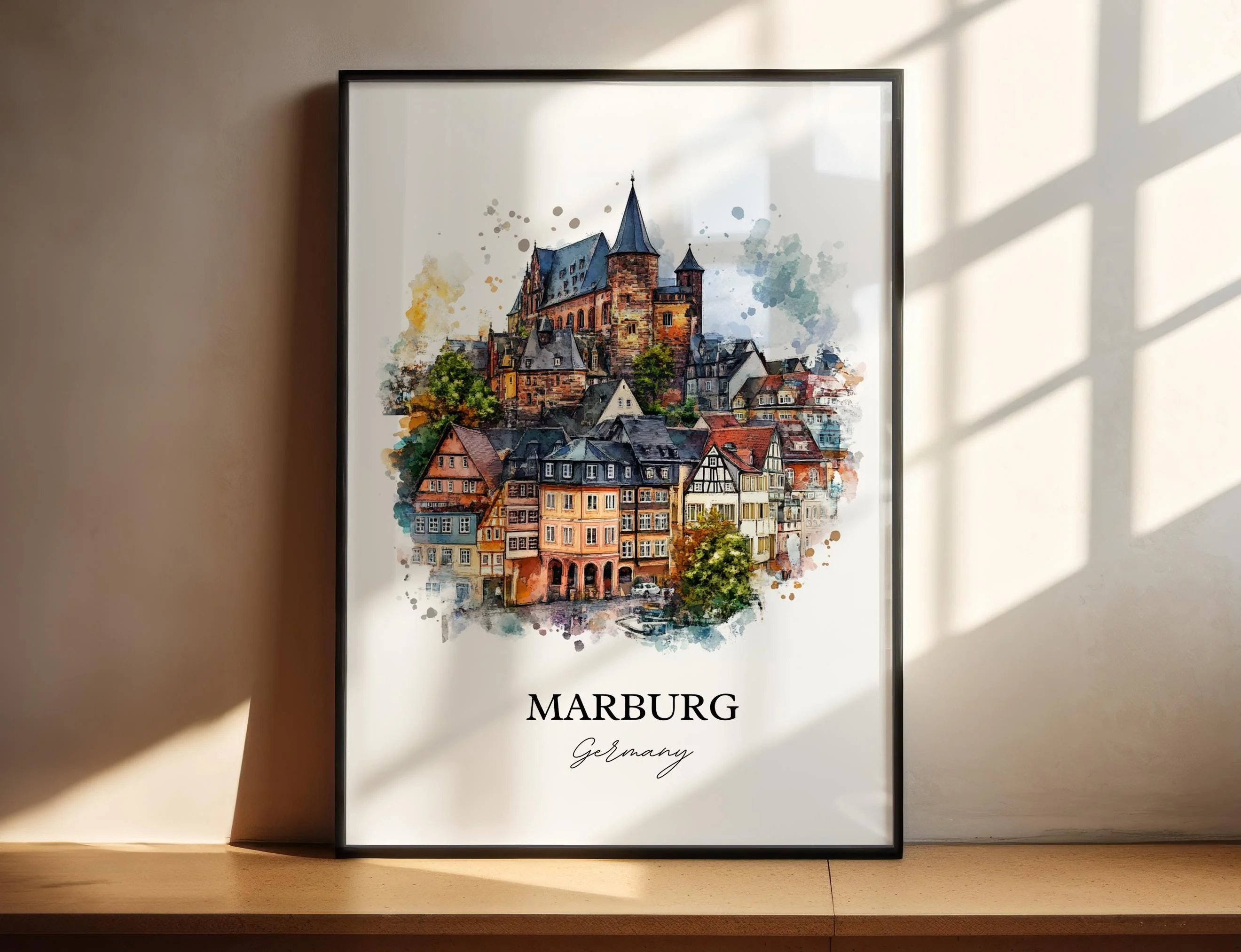 Marburg, Germany – Watercolor Art Print