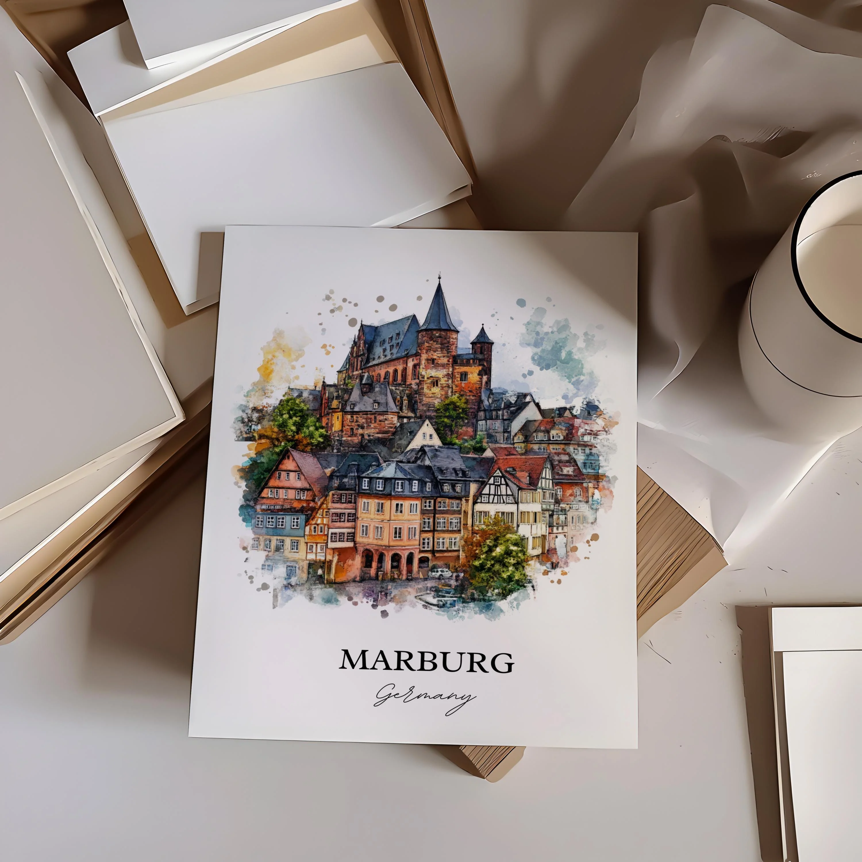 Marburg, Germany – Watercolor Art Print - Image 6
