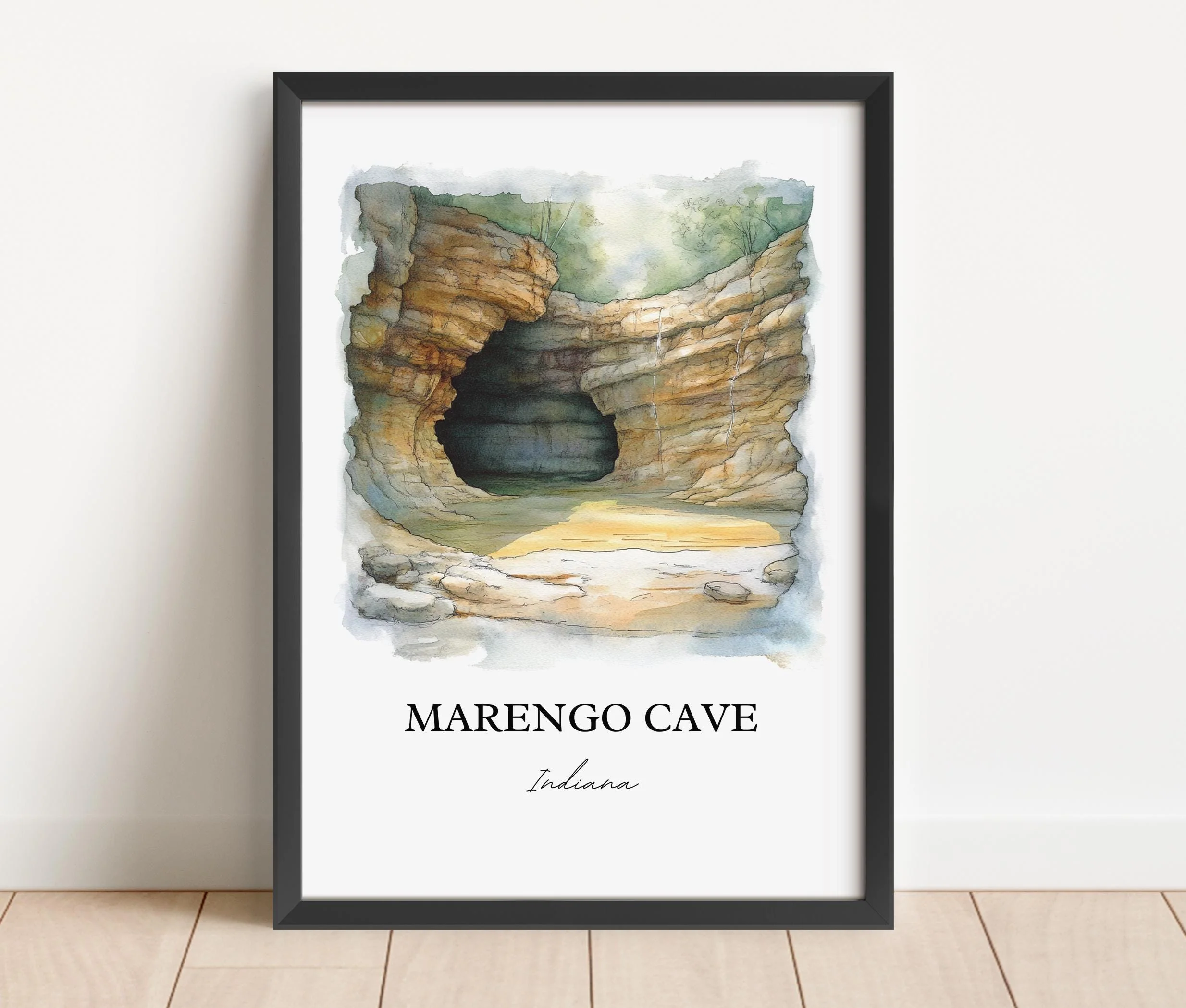 Marengo Cave, Indiana, Indiana – Watercolor Art Print - Image 5
