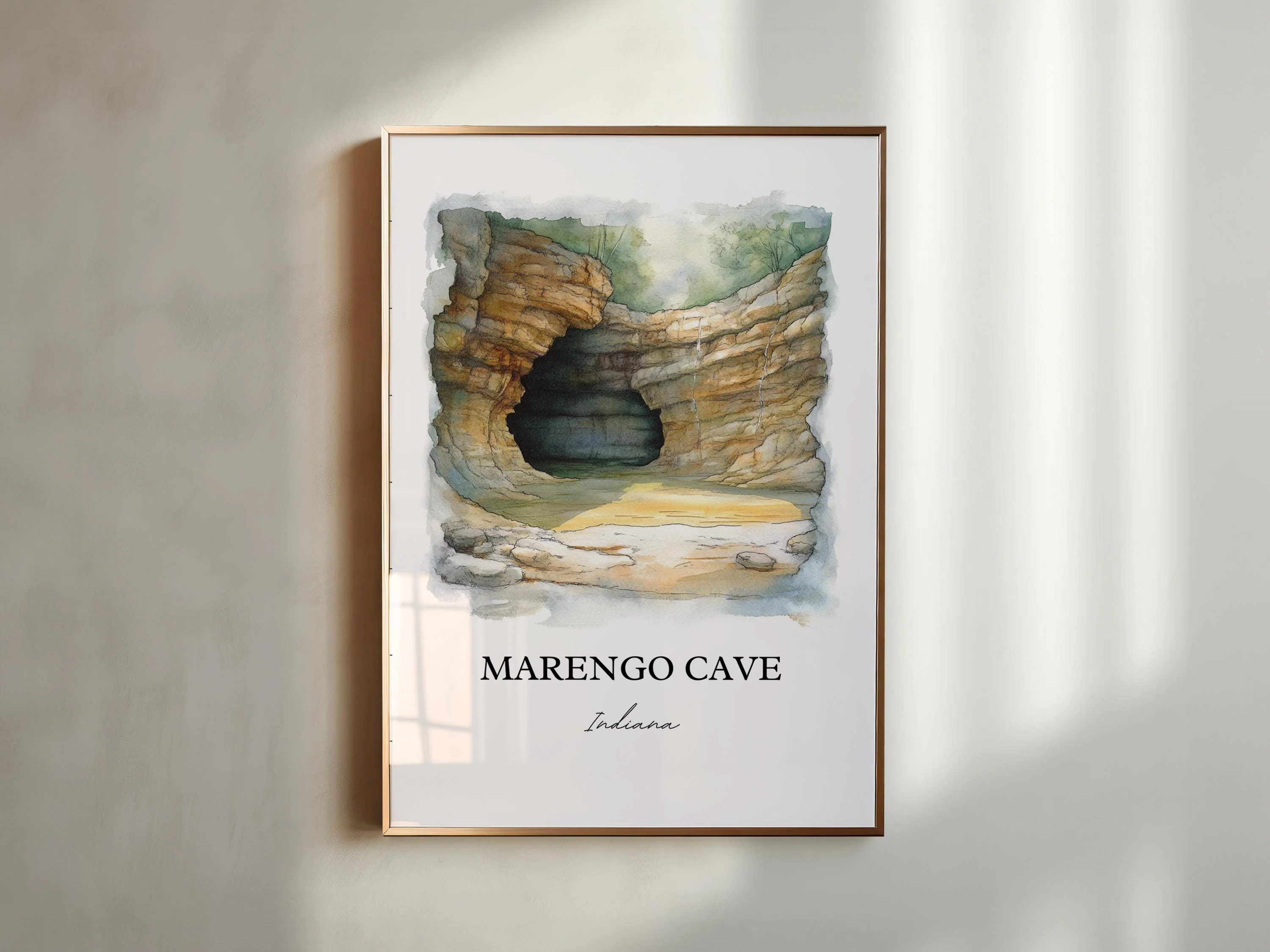 Marengo Cave, Indiana, Indiana – Watercolor Art Print - Image 6