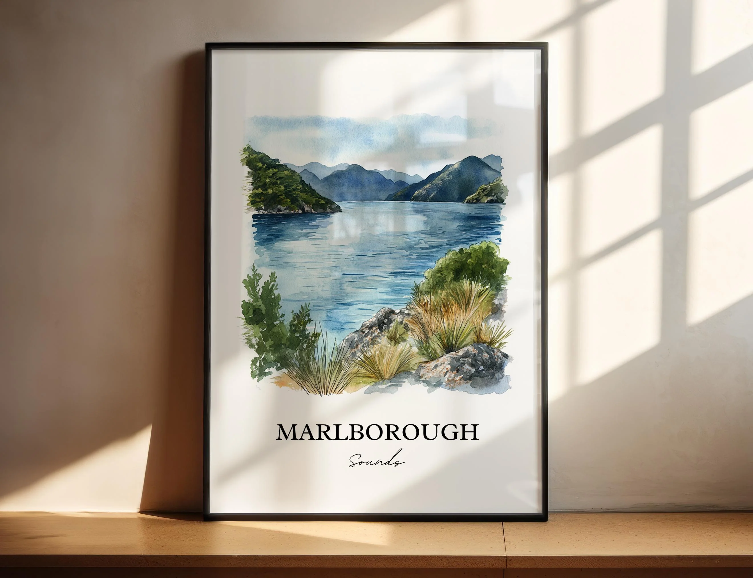 Marlborough Sounds, New Zealand – Watercolor Art Print