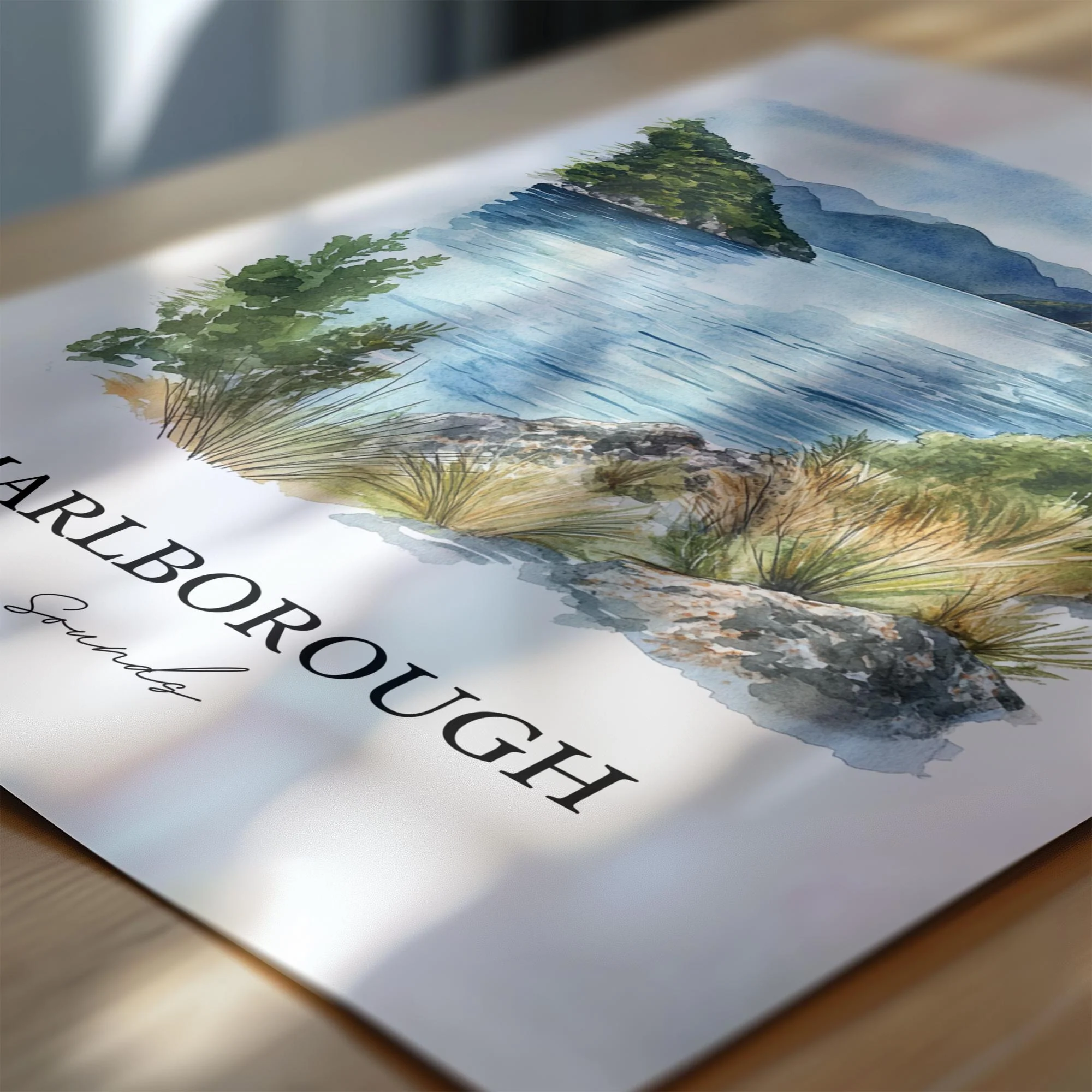 Marlborough Sounds, New Zealand – Watercolor Art Print - Image 2