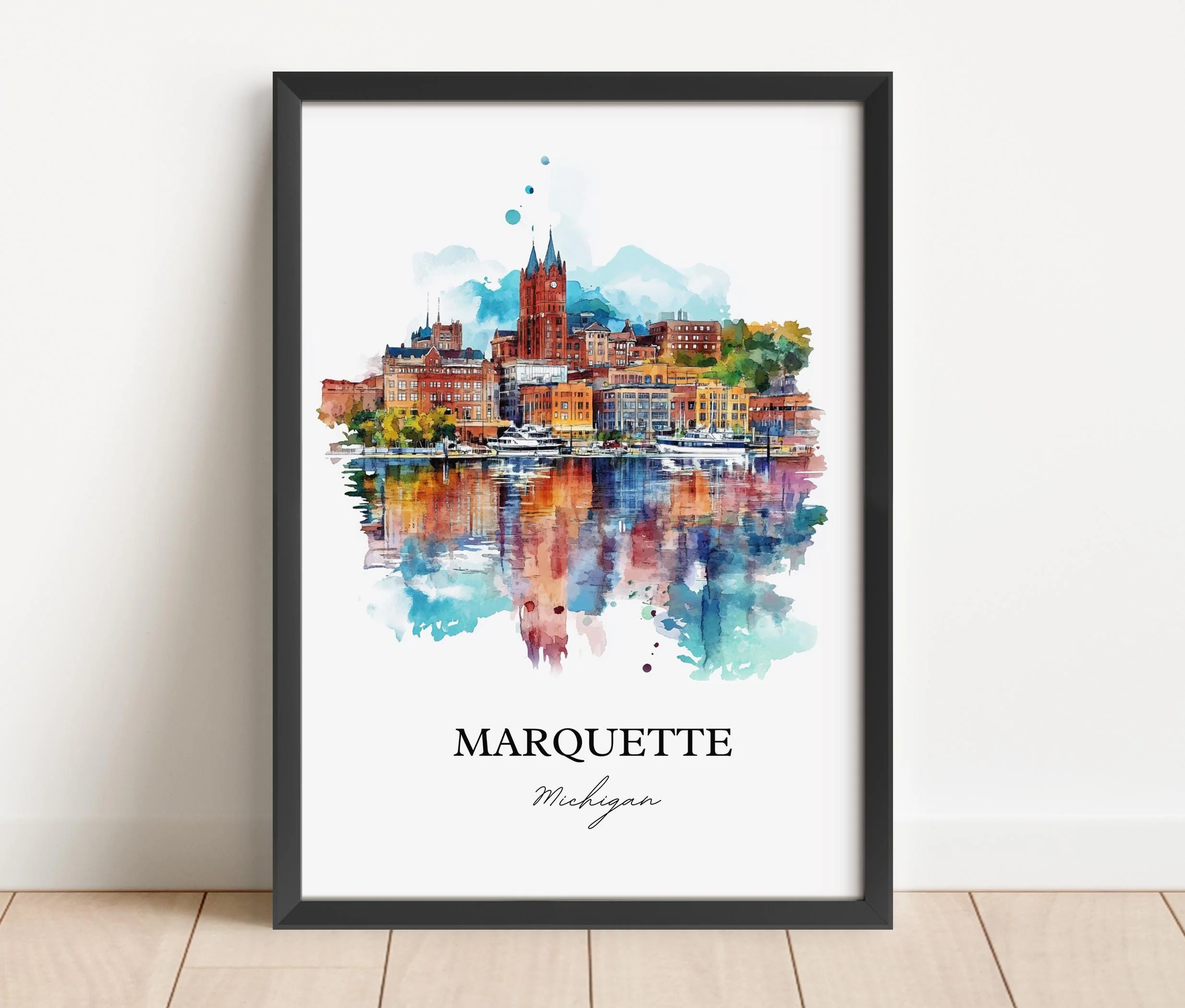 Marquette, Michigan, USA – Watercolor Art Print
