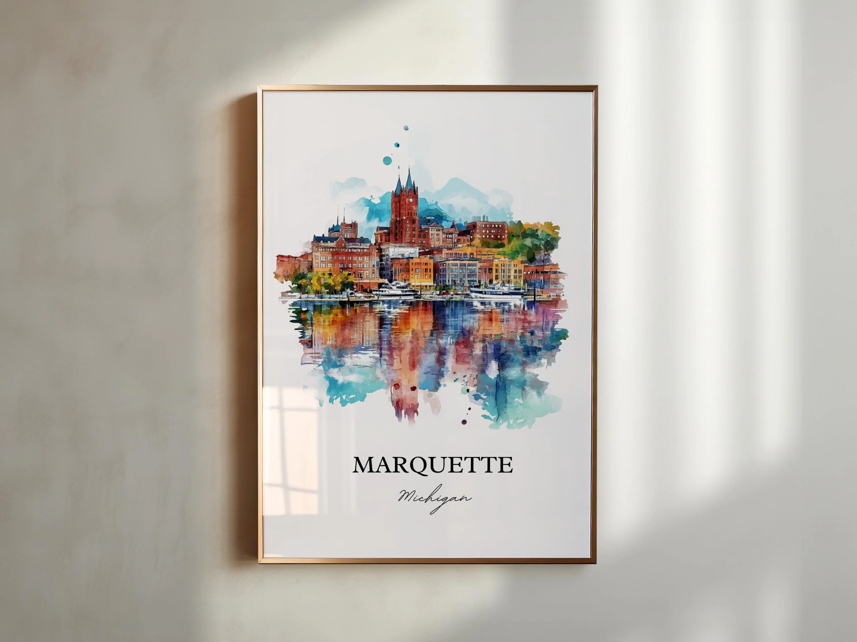 Marquette, Michigan, USA – Watercolor Art Print - Image 6