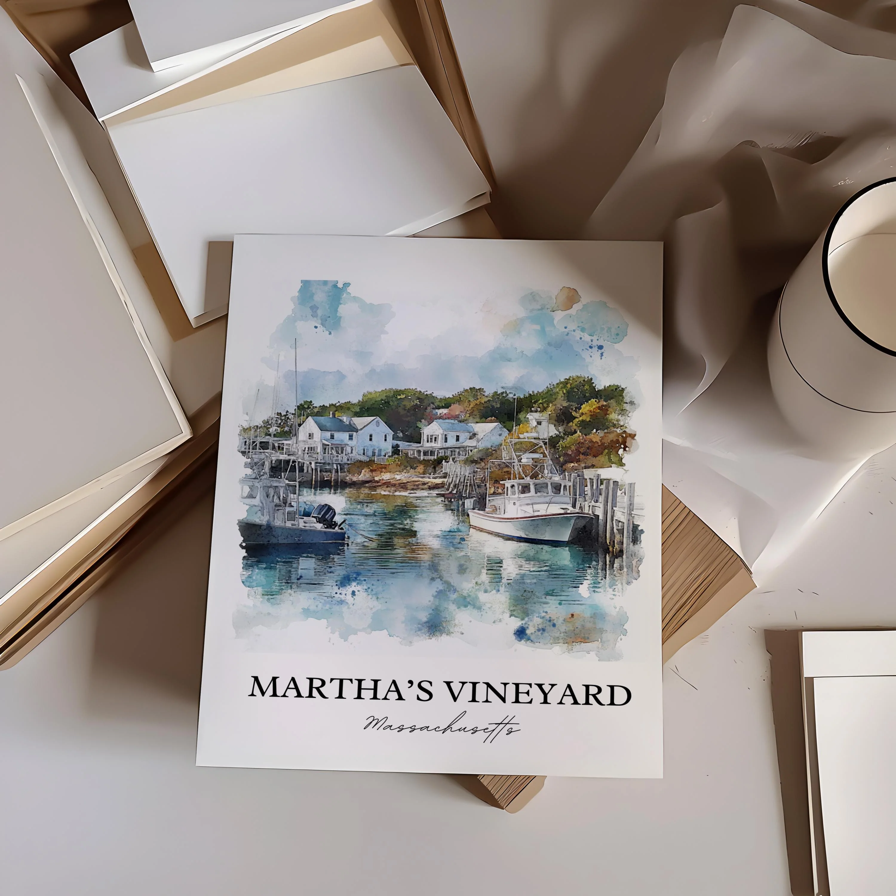Martha's Vineyard, USA – Watercolor Art Print - Image 3