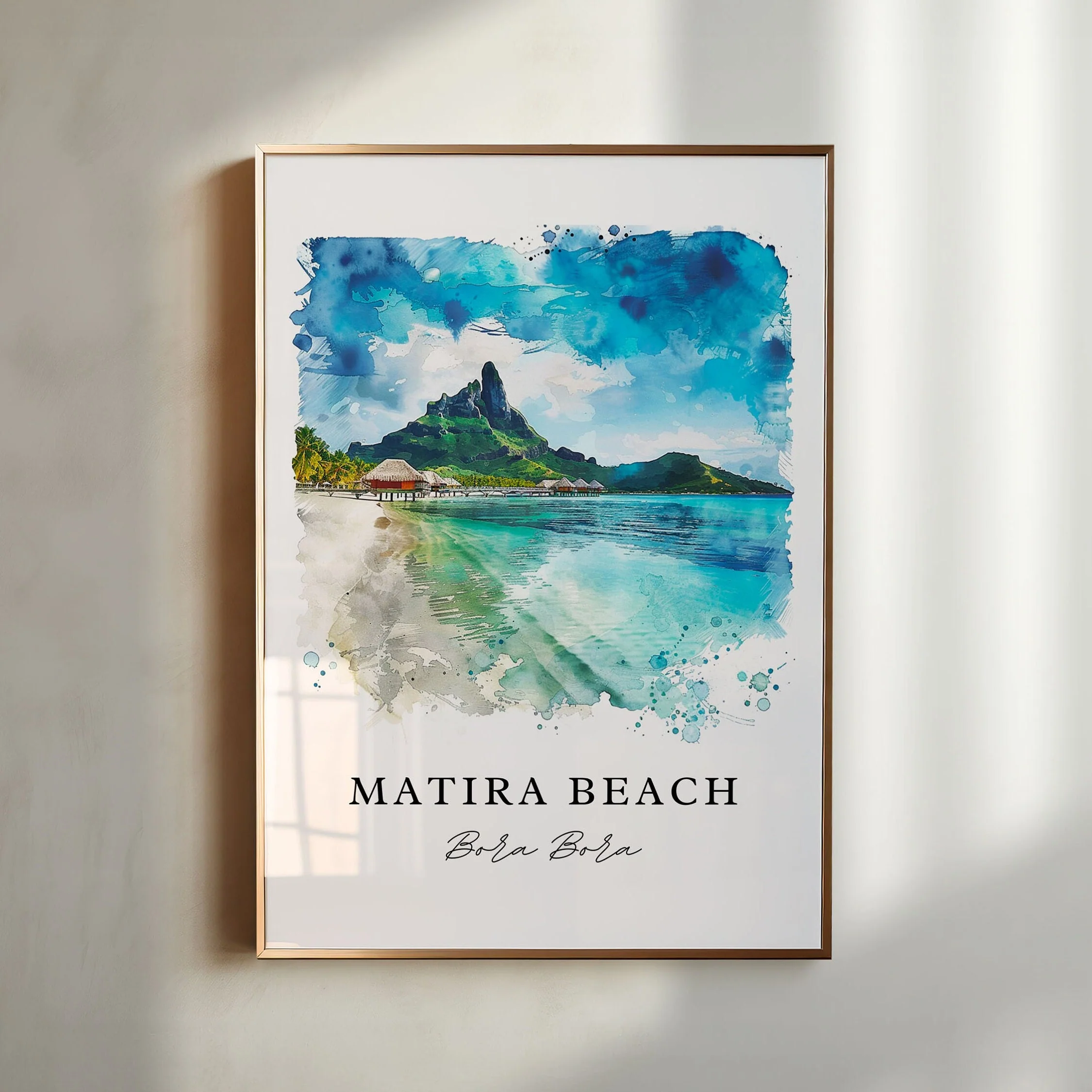 Matira Beach, Bora Bora – Watercolor Art Print