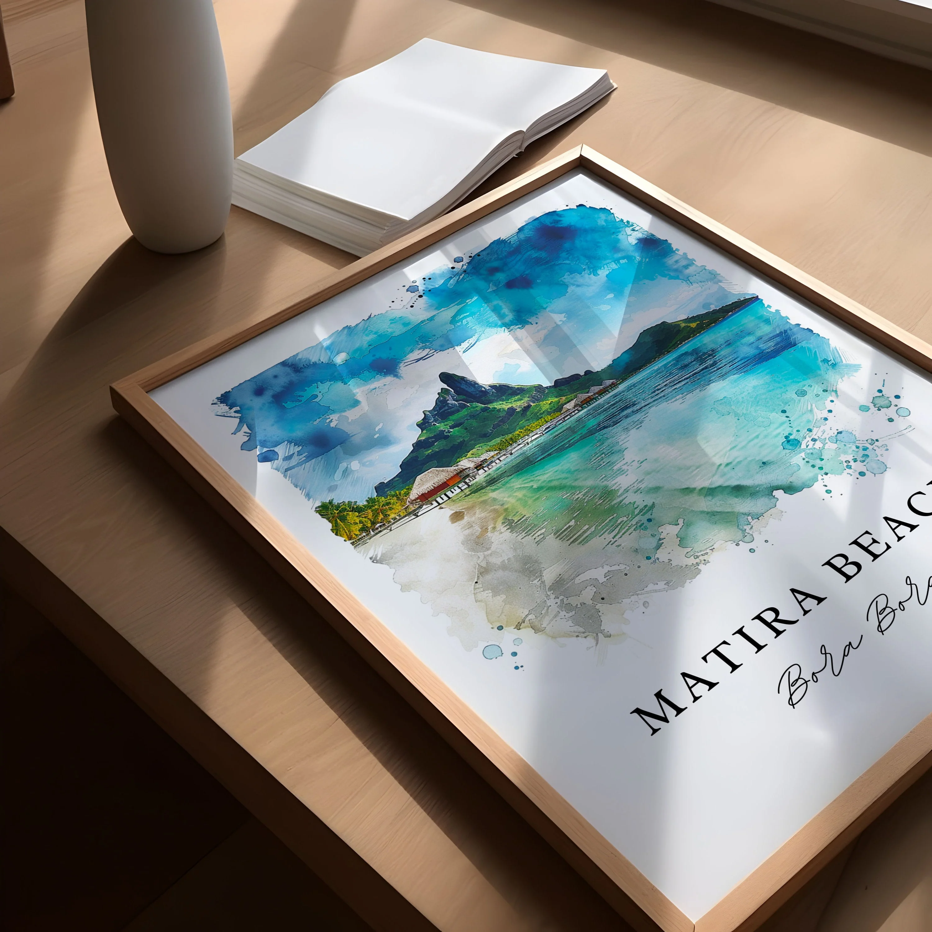 Matira Beach, Bora Bora – Watercolor Art Print - Image 3