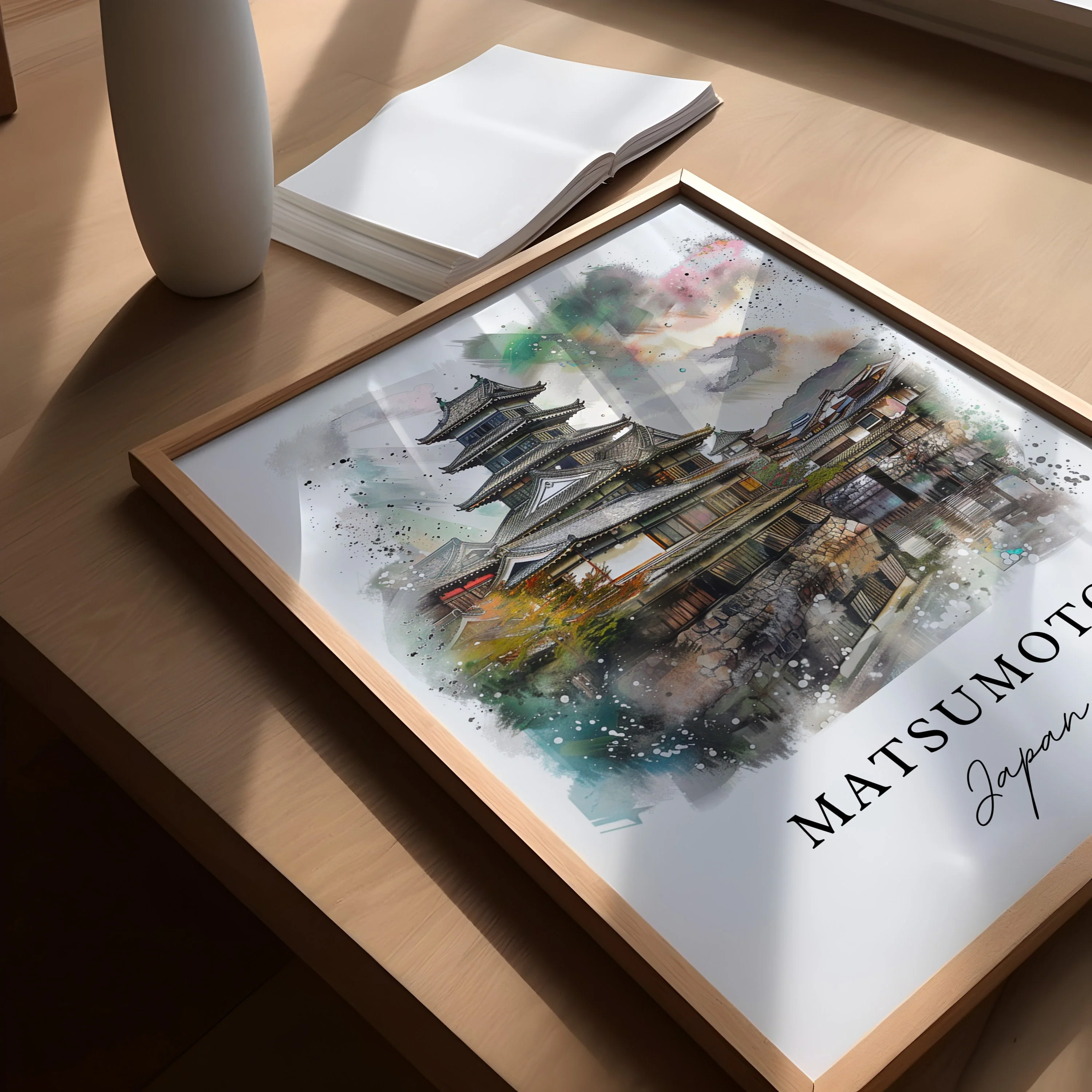 Matsumoto, Japan – Watercolor Art Print - Image 4
