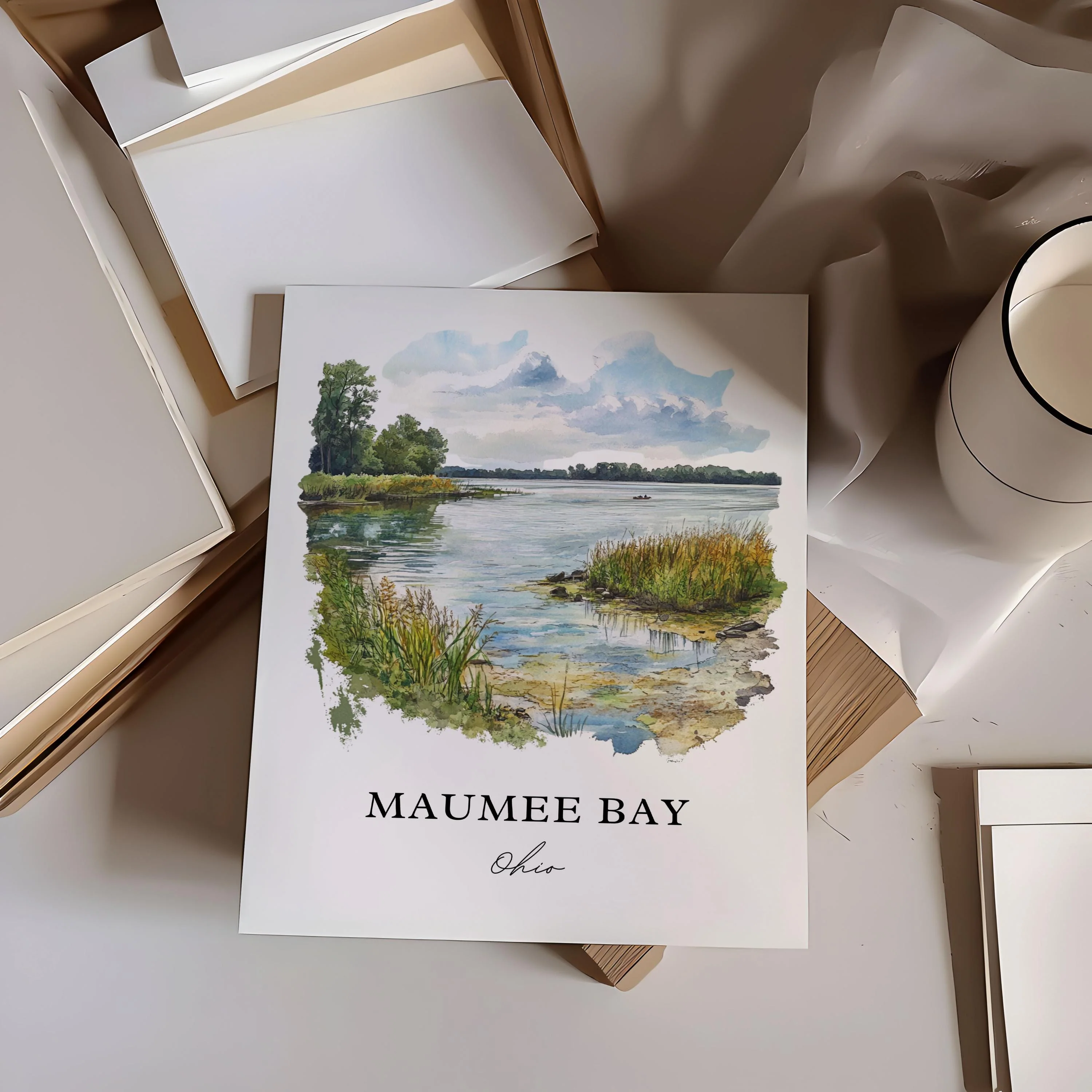 Maumee Bay, Ohio, Ohio – Watercolor Art Print - Image 5