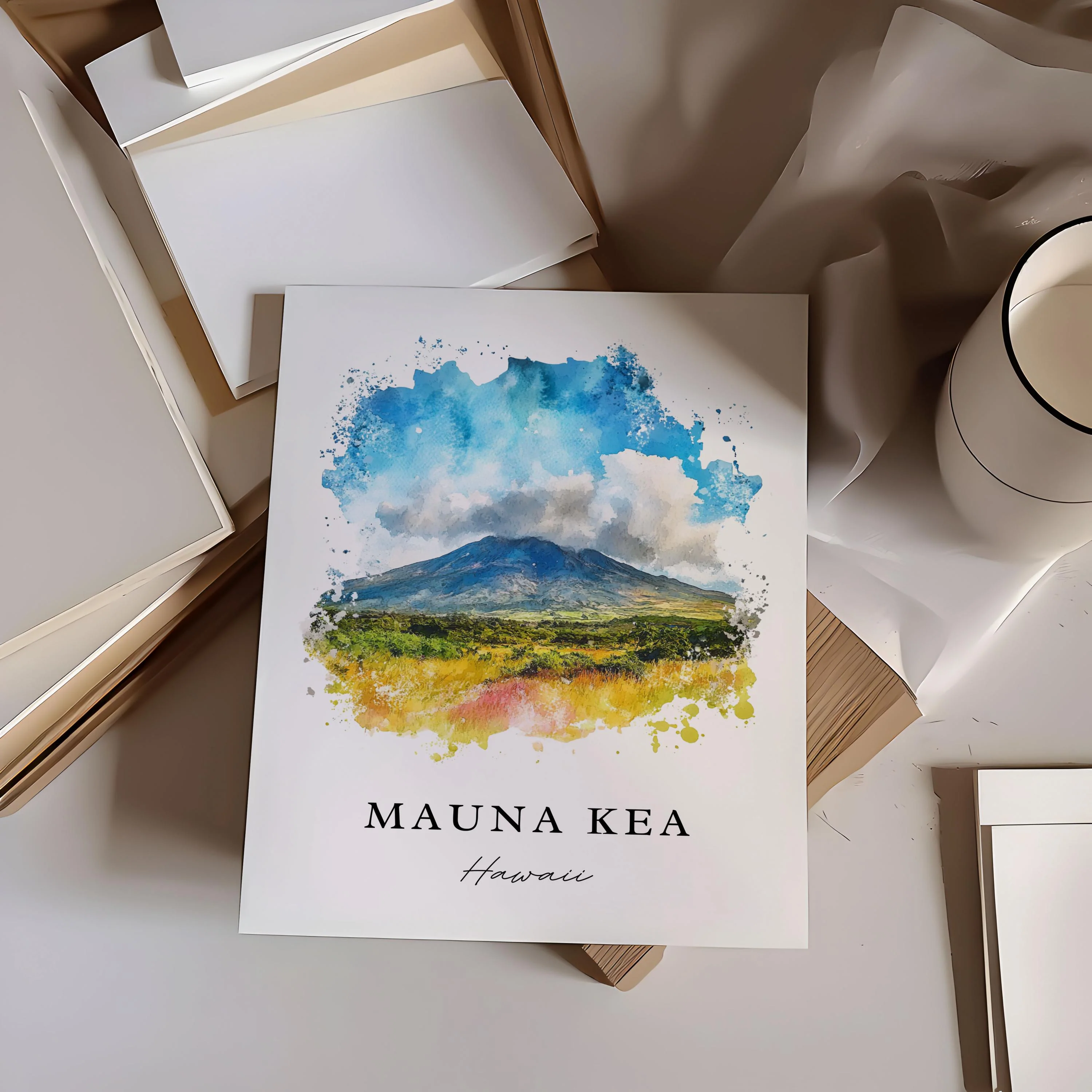 Mauna Kea, Hawaii Watercolor Art Print - Image 2