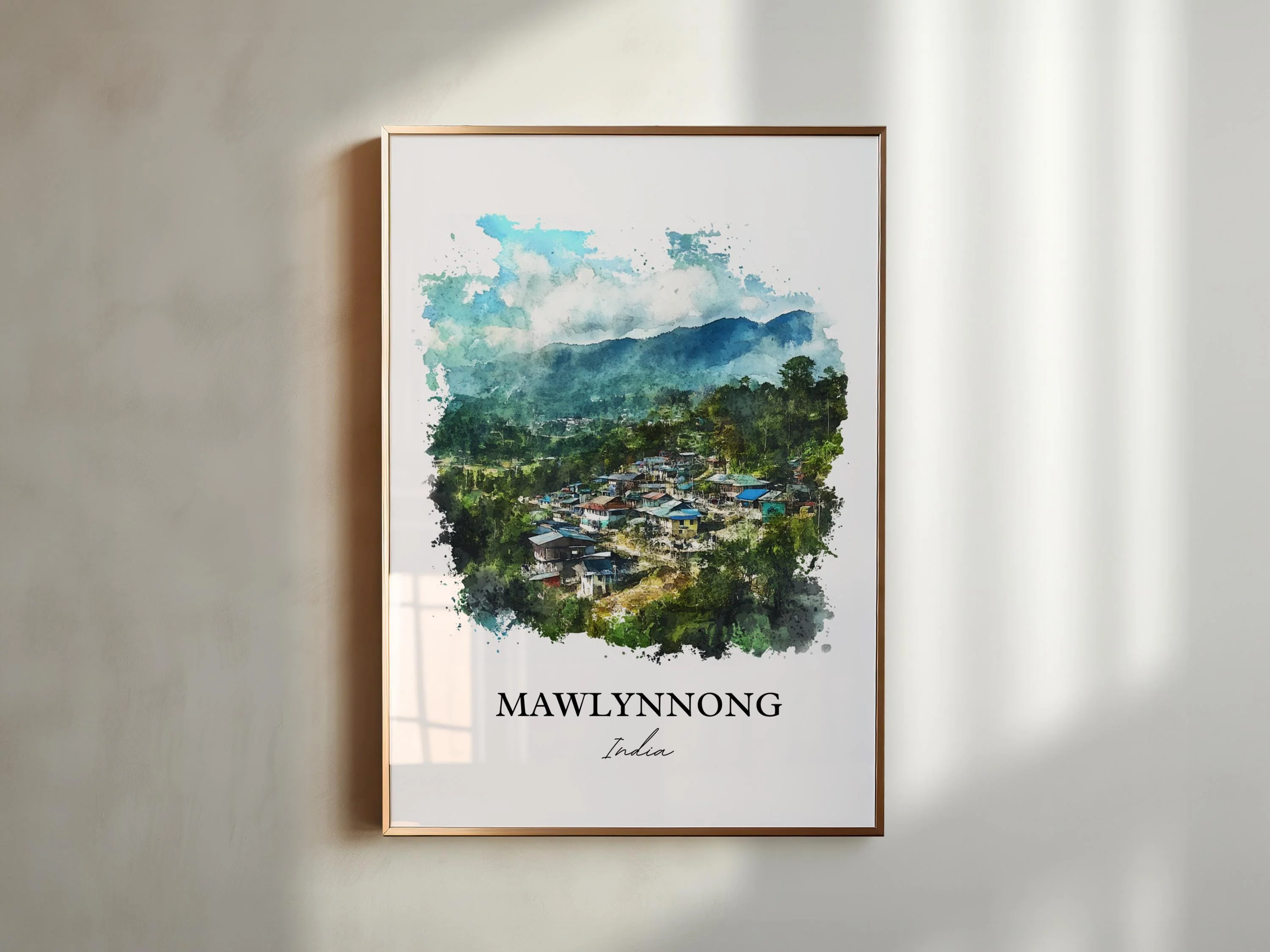 Mawlynnong, India – Watercolor Art Print - Image 3