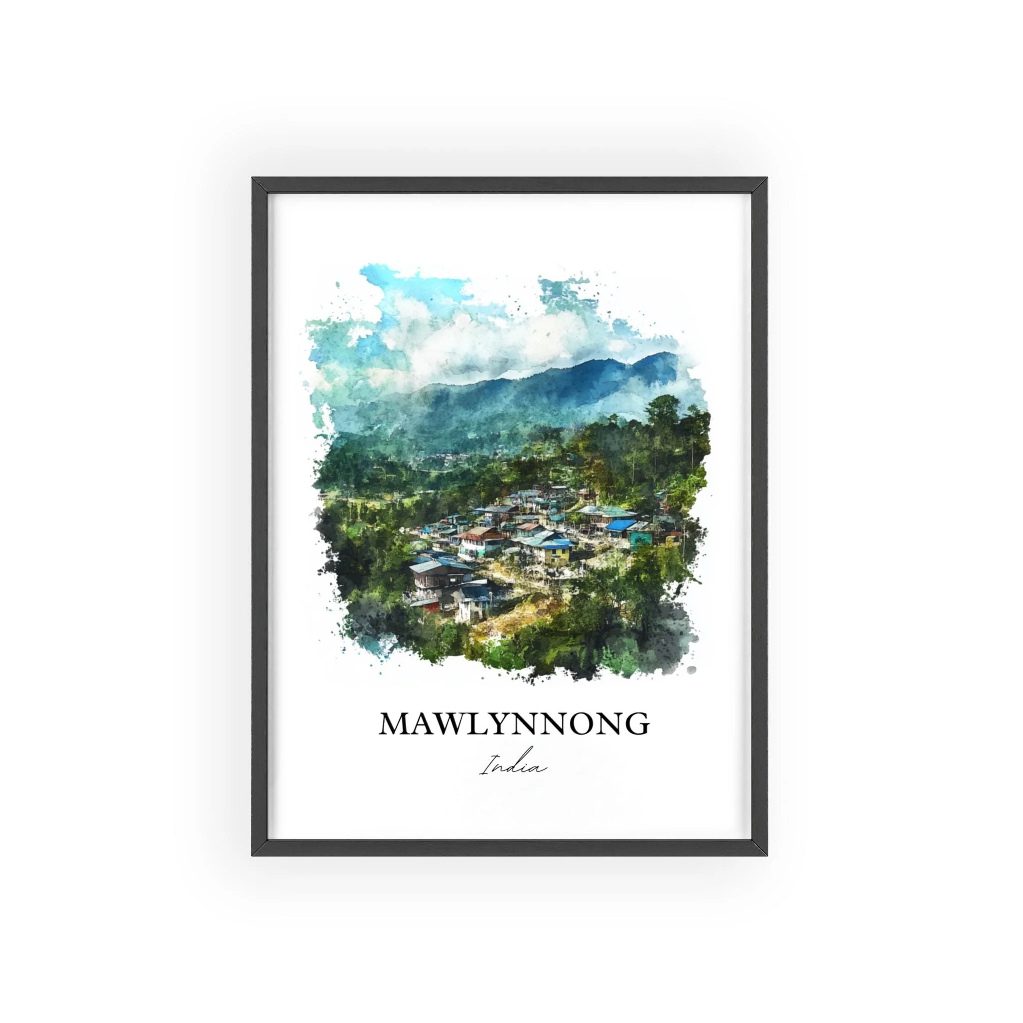 Mawlynnong, India – Watercolor Art Print - Image 7