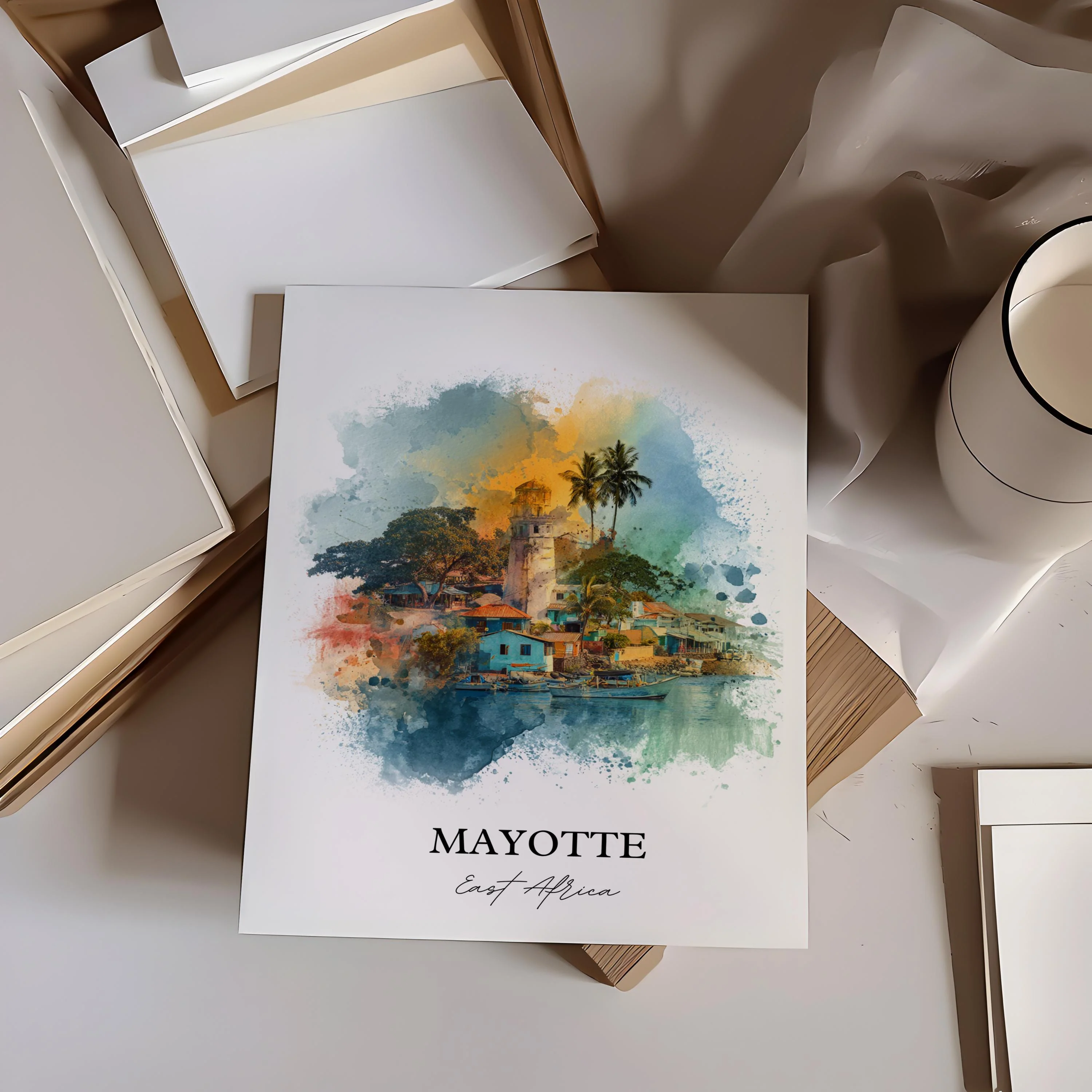 Mayotte, East Africa – Watercolor Art Print - Image 5