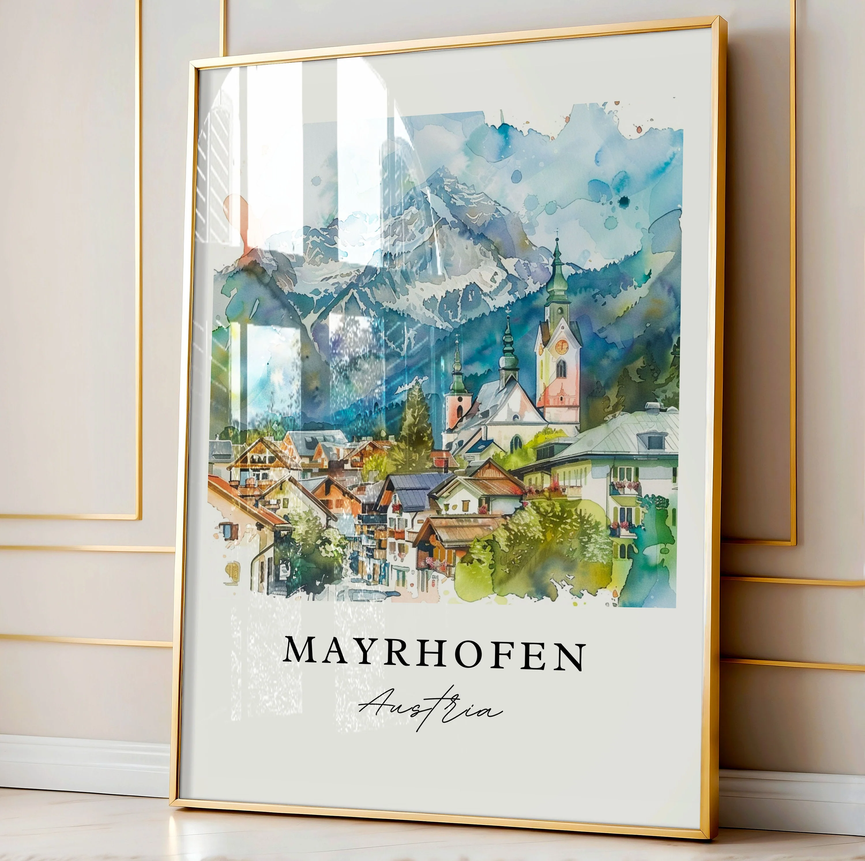 Mayrhofen, Austria – Watercolor Art Print - Image 4