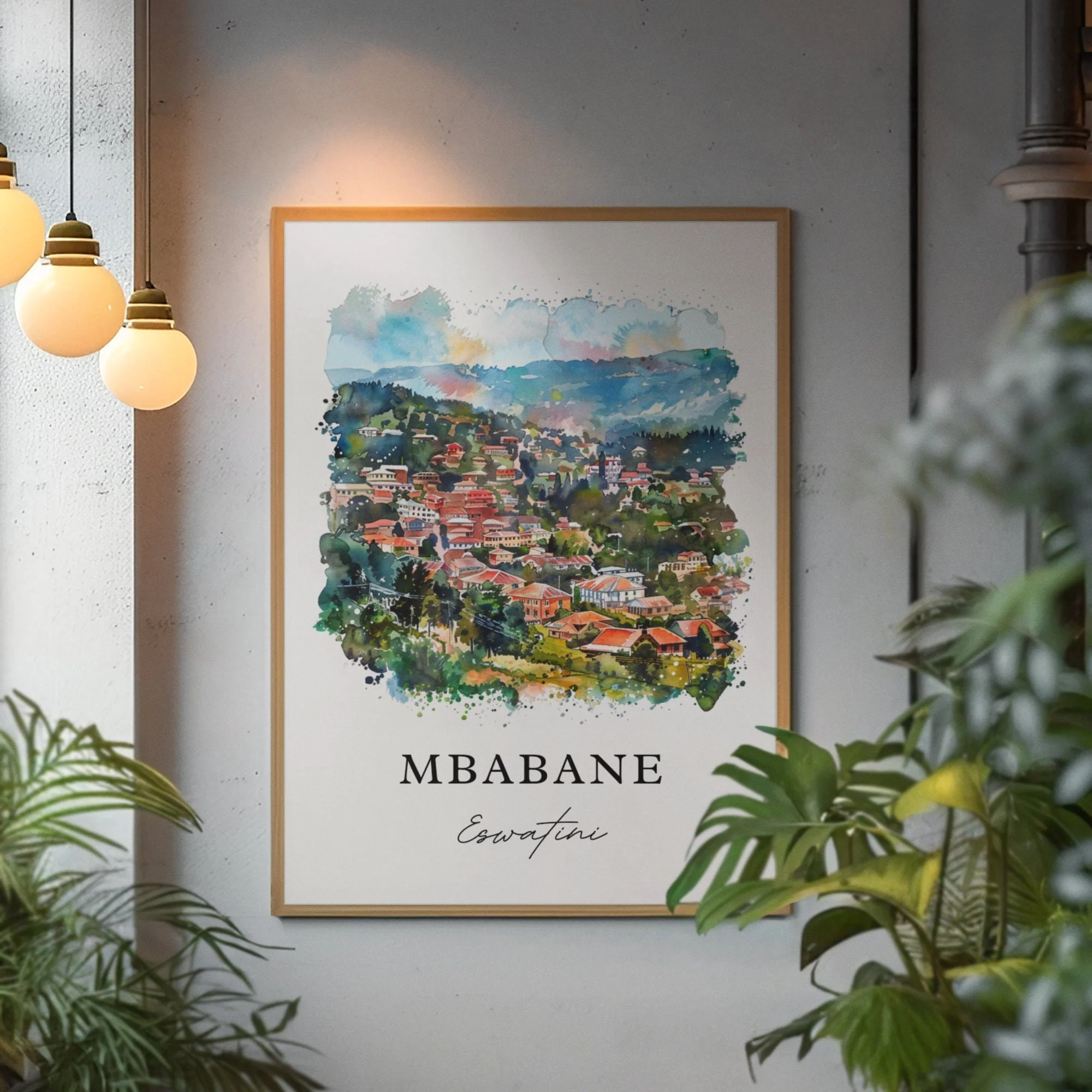 Mbabane, Eswatini – Watercolor Art Print - Image 3