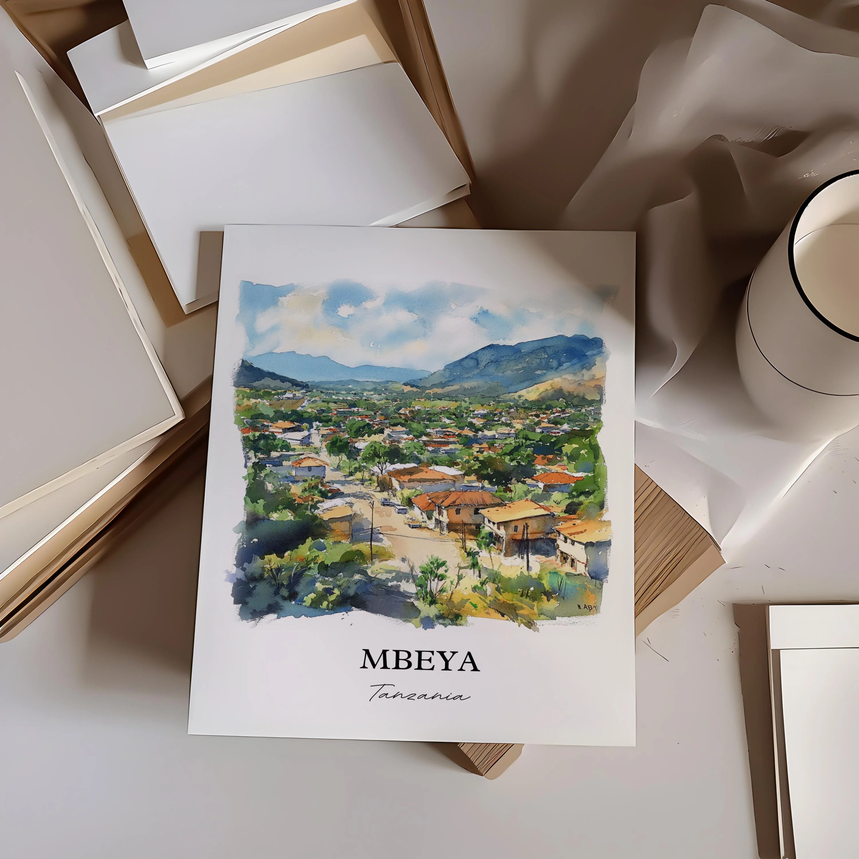 Mbeya, Tanzania – Watercolor Art Print - Image 6