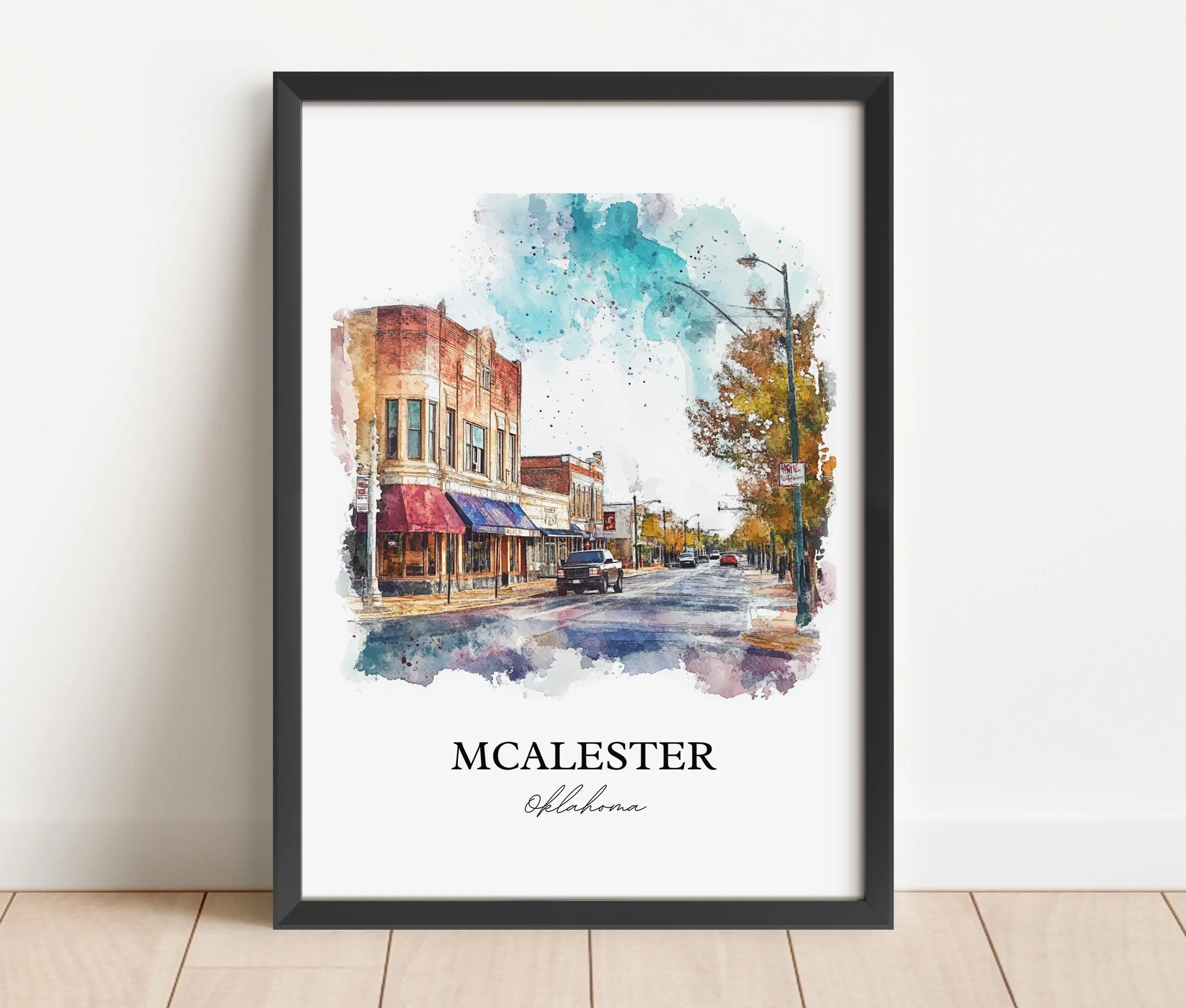 McAlester, OK, USA – Watercolor Art Print - Image 3
