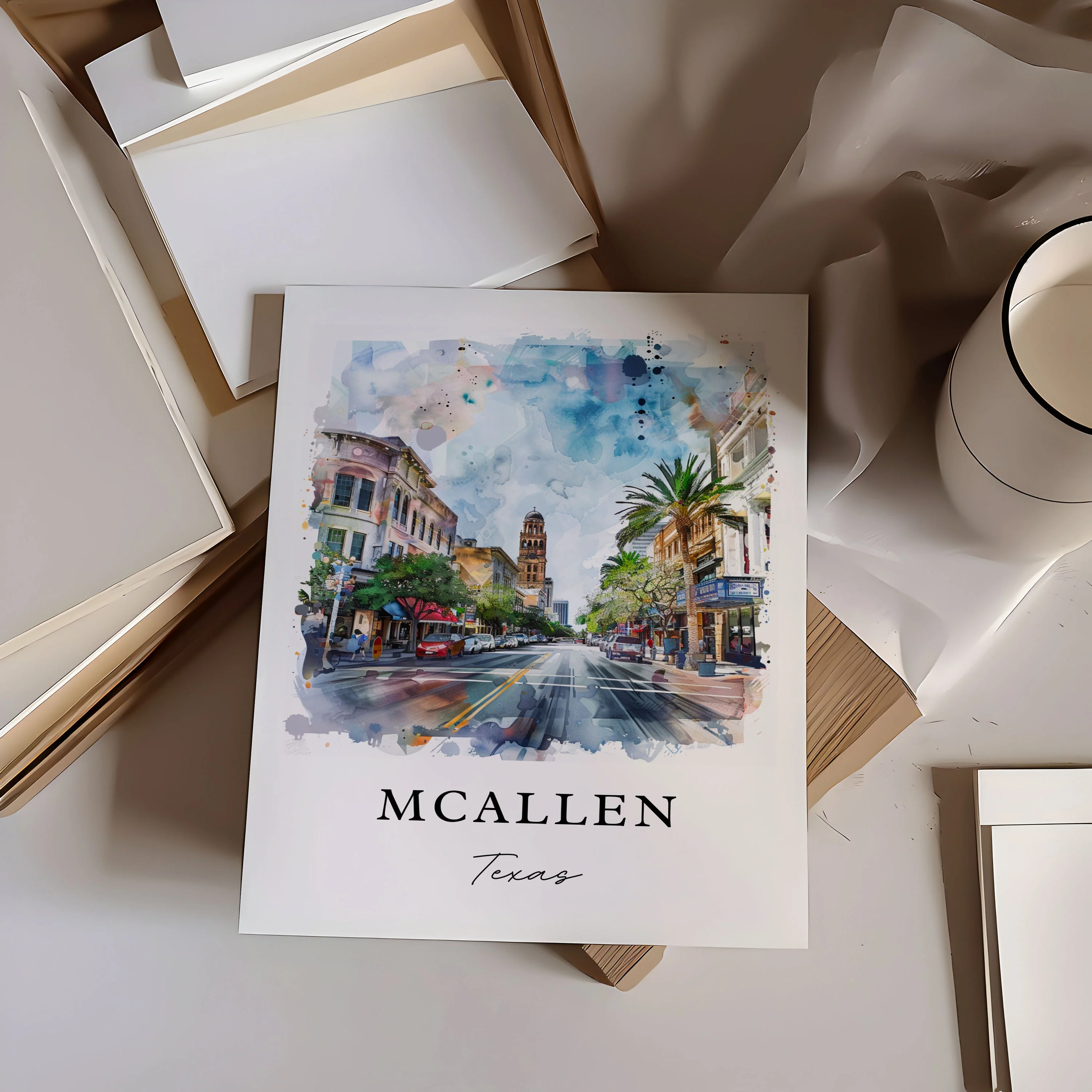 McAllen, Texas, Texas – Watercolor Art Print - Image 3