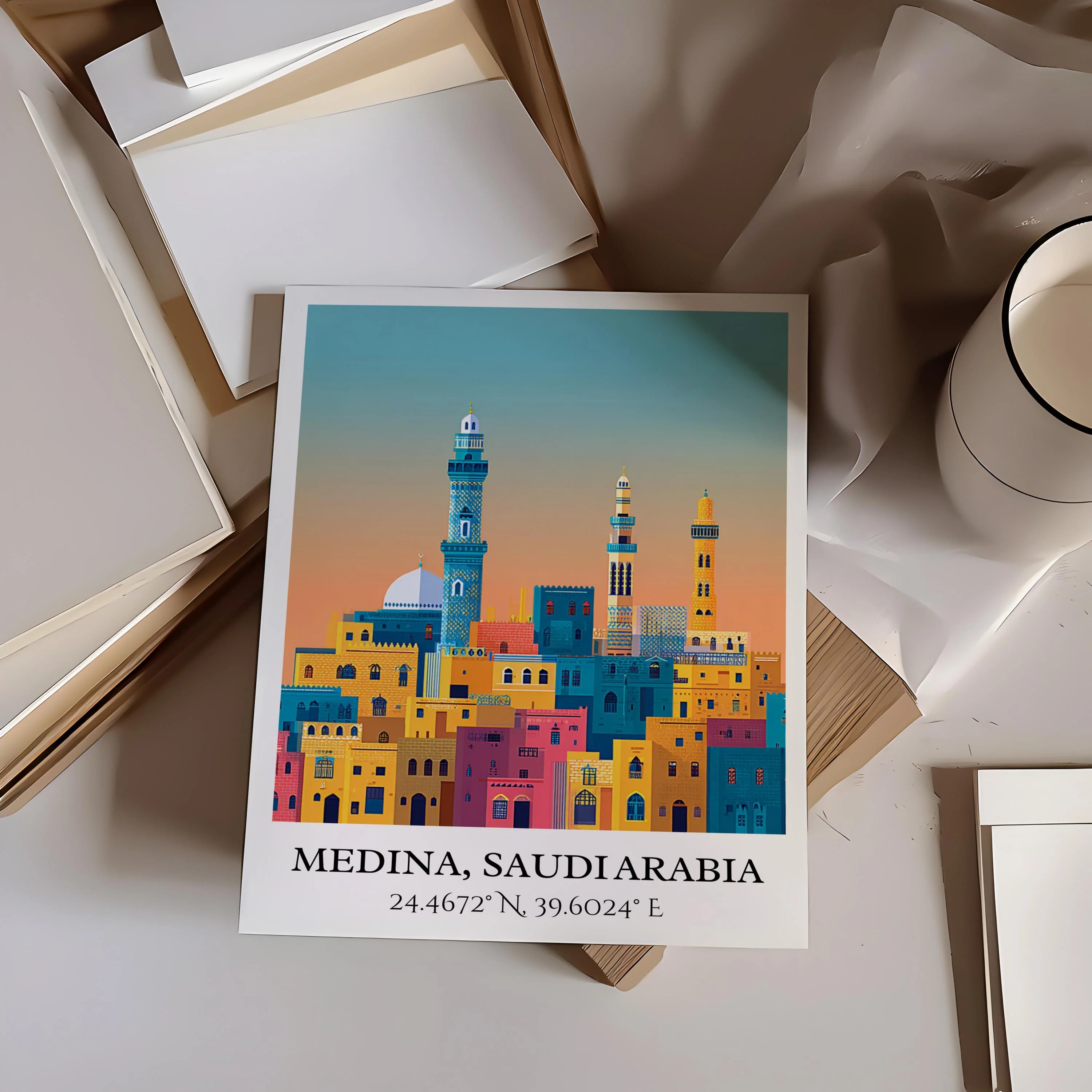 Medina, Saudi Arabia – Watercolor Art Print - Image 4