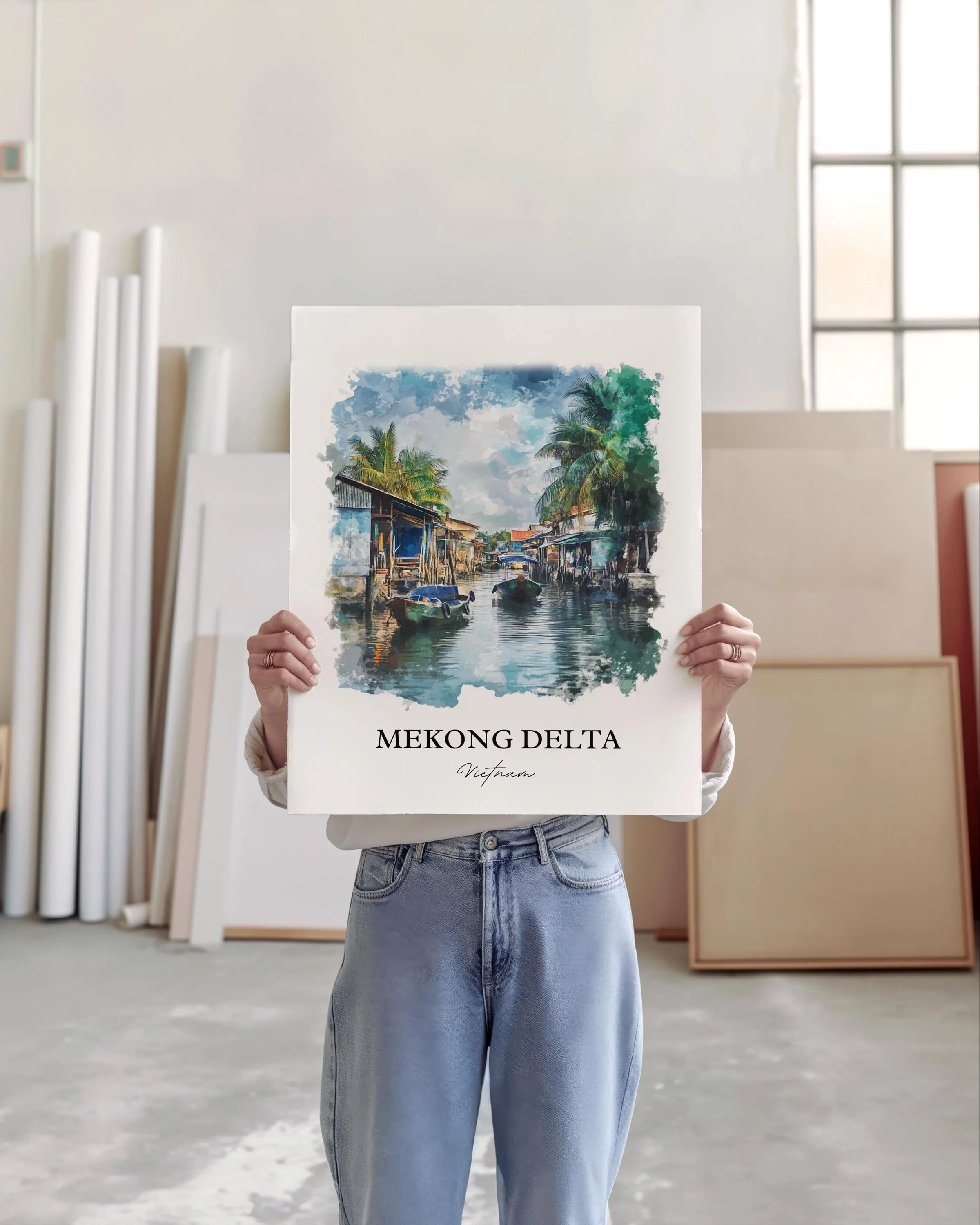 Mekong River, Vietnam – Watercolor Art Print - Image 4