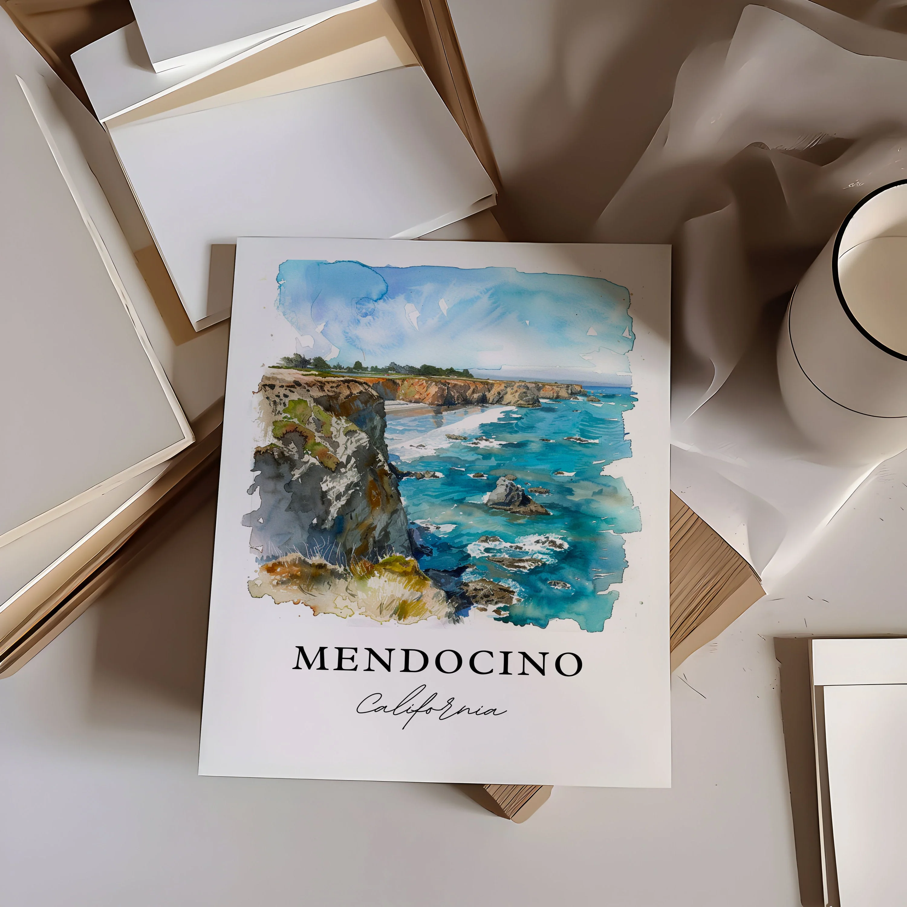 Mendocino, USA – Watercolor Art Print - Image 2