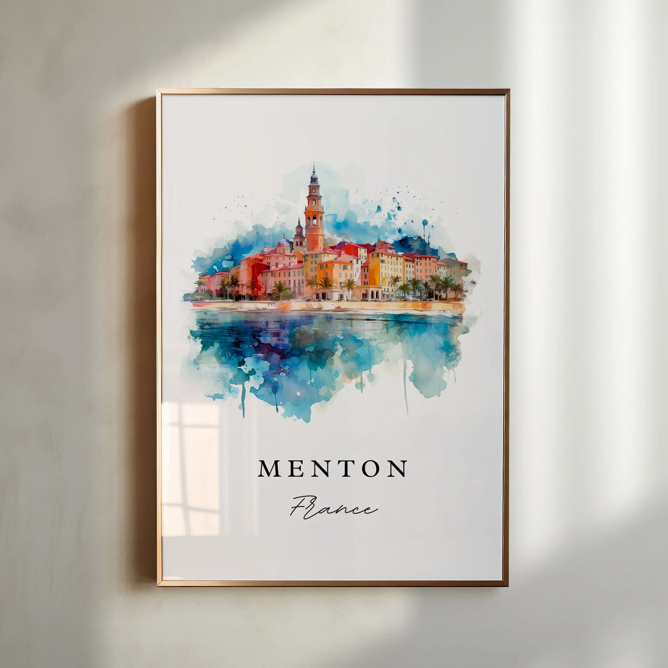 Menton, France – Watercolor Art Print