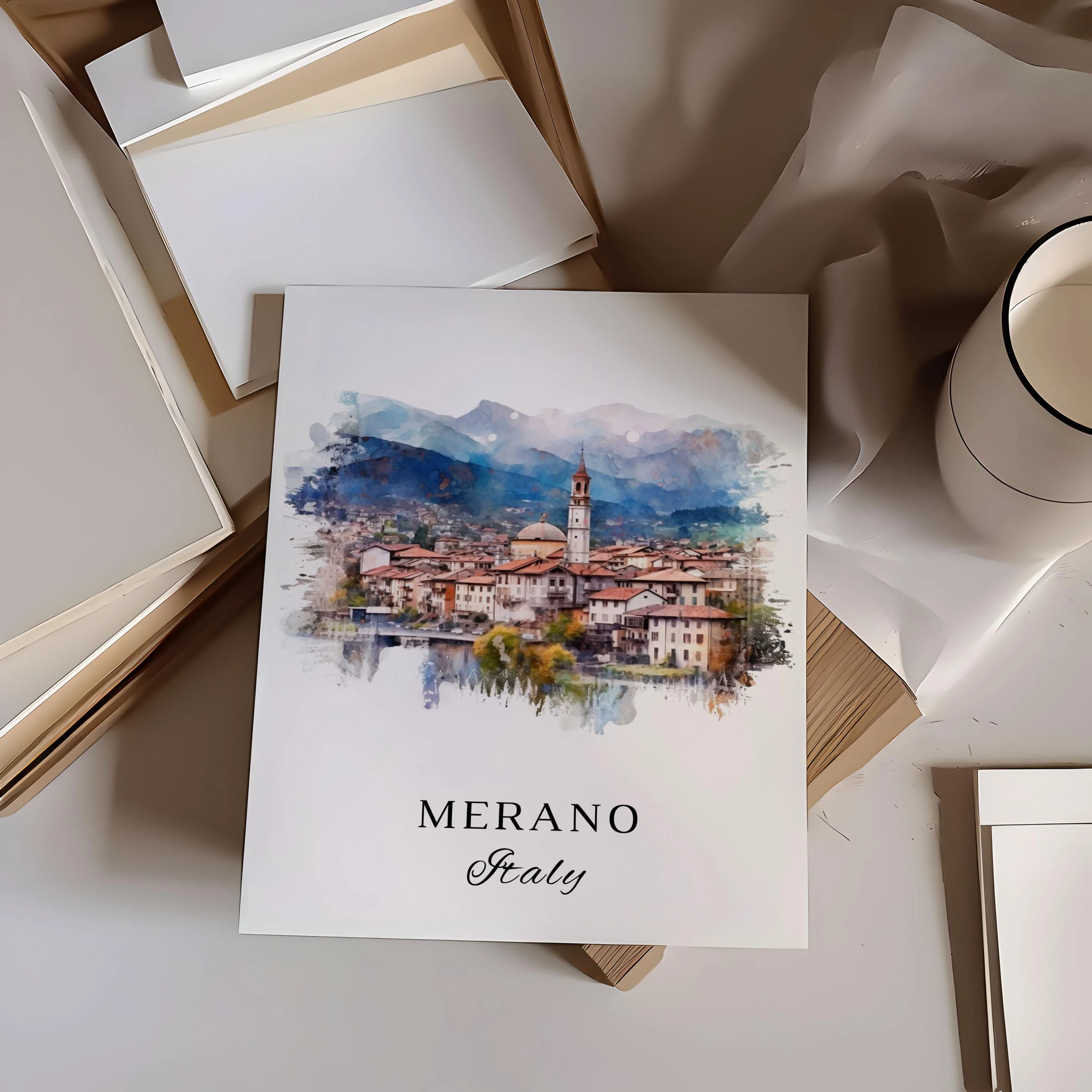 Merano, Italy – Watercolor Art Print - Image 2