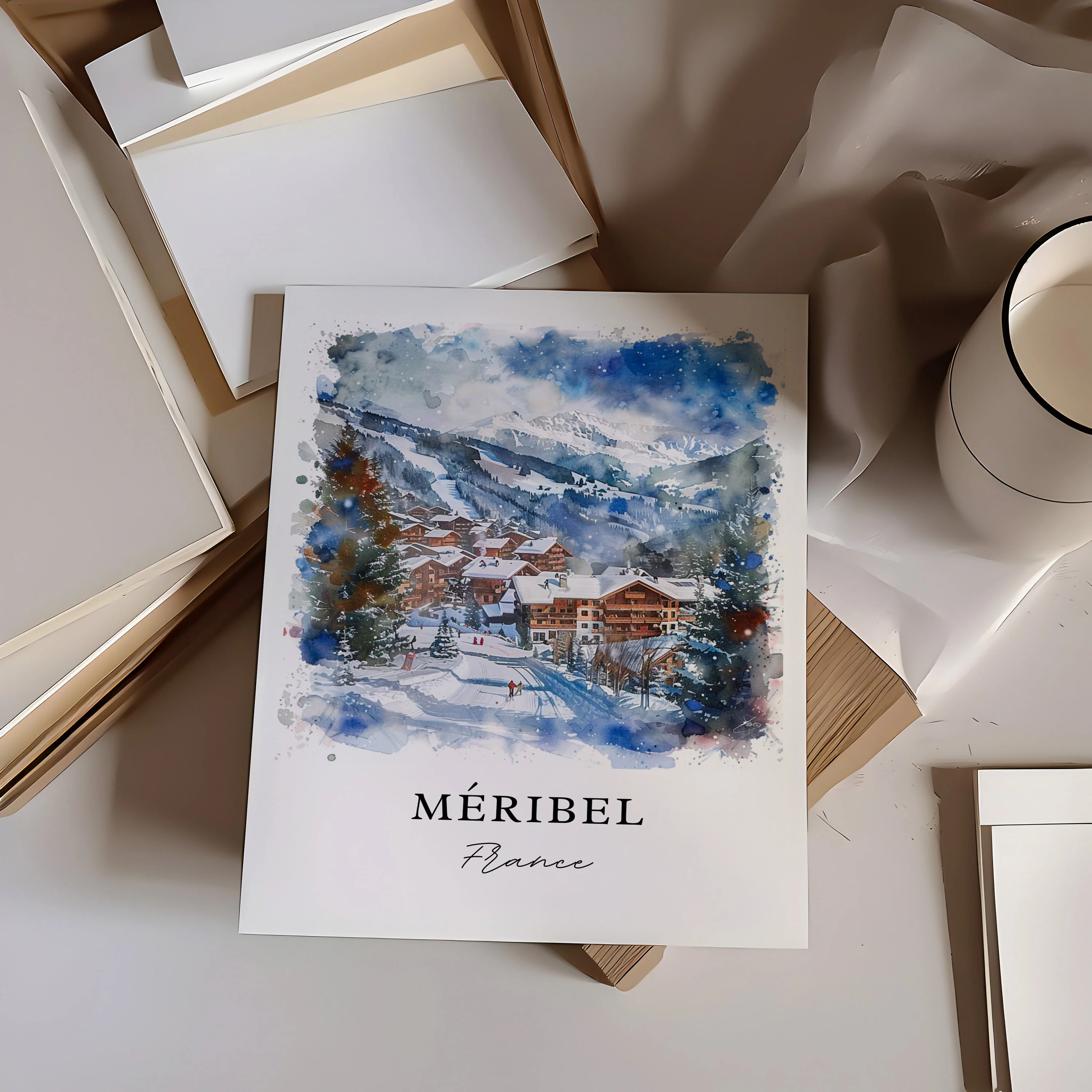 Meribel, France – Watercolor Art Print - Image 2