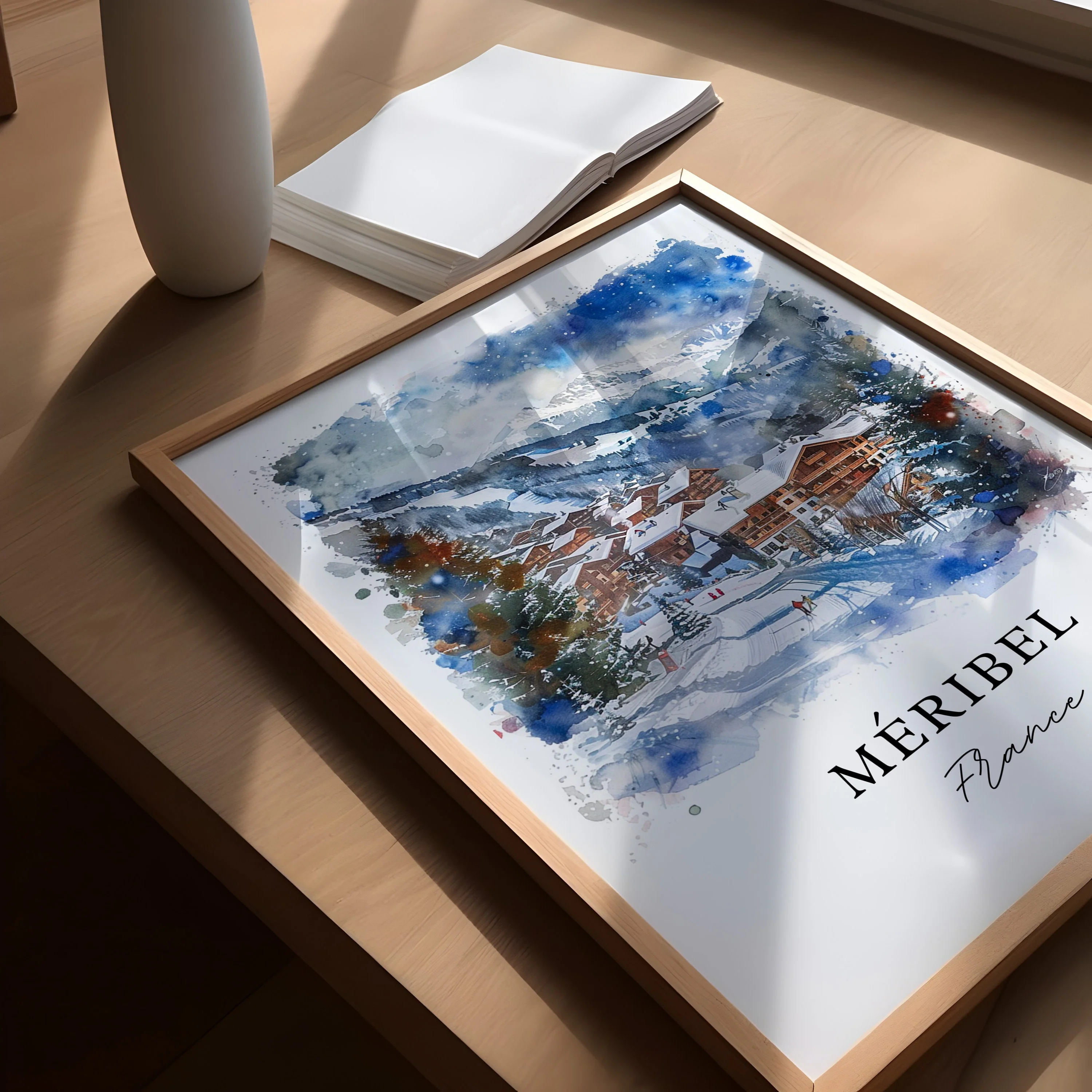 Meribel, France – Watercolor Art Print - Image 3