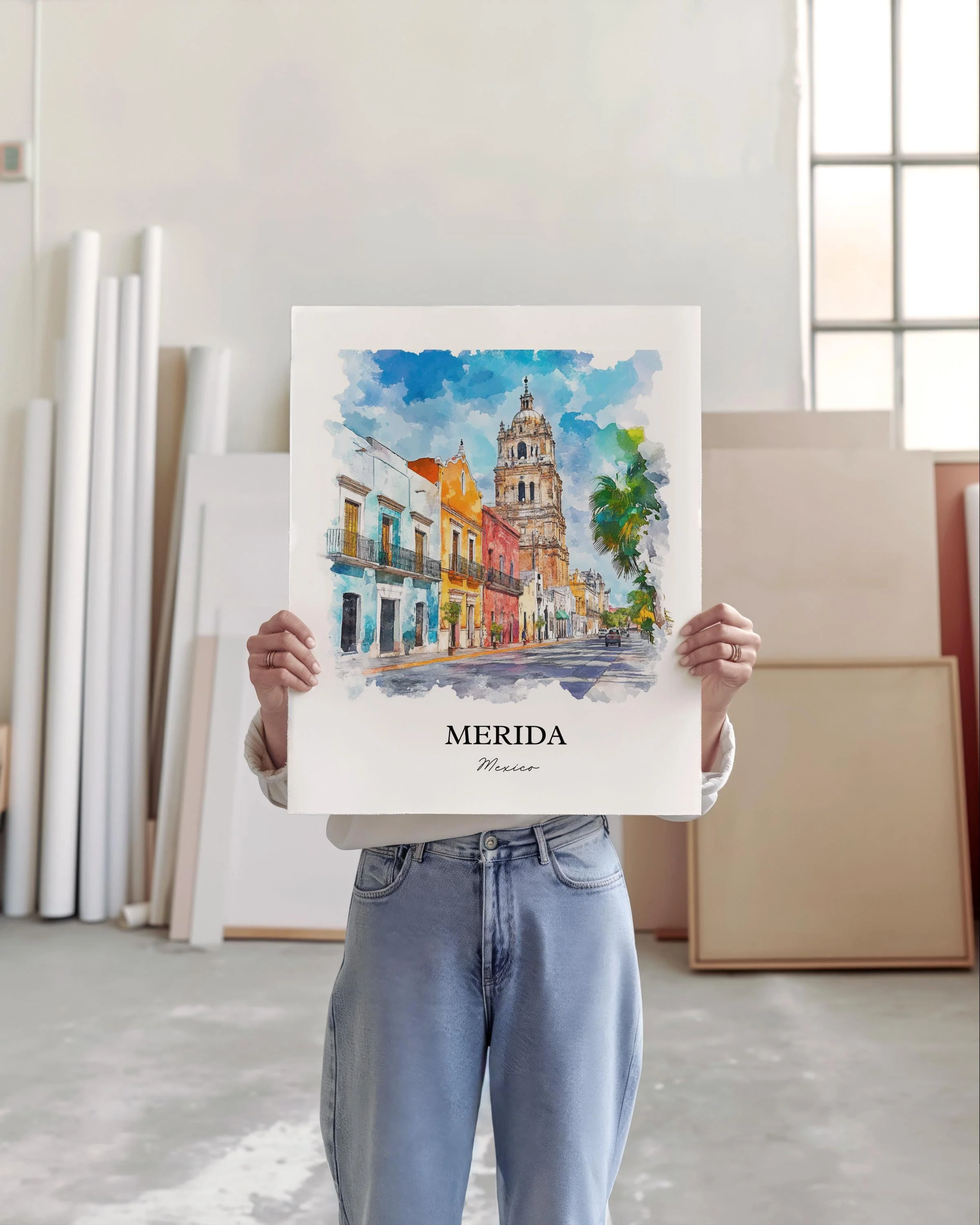 Merida, Mexico – Watercolor Art Print - Image 4